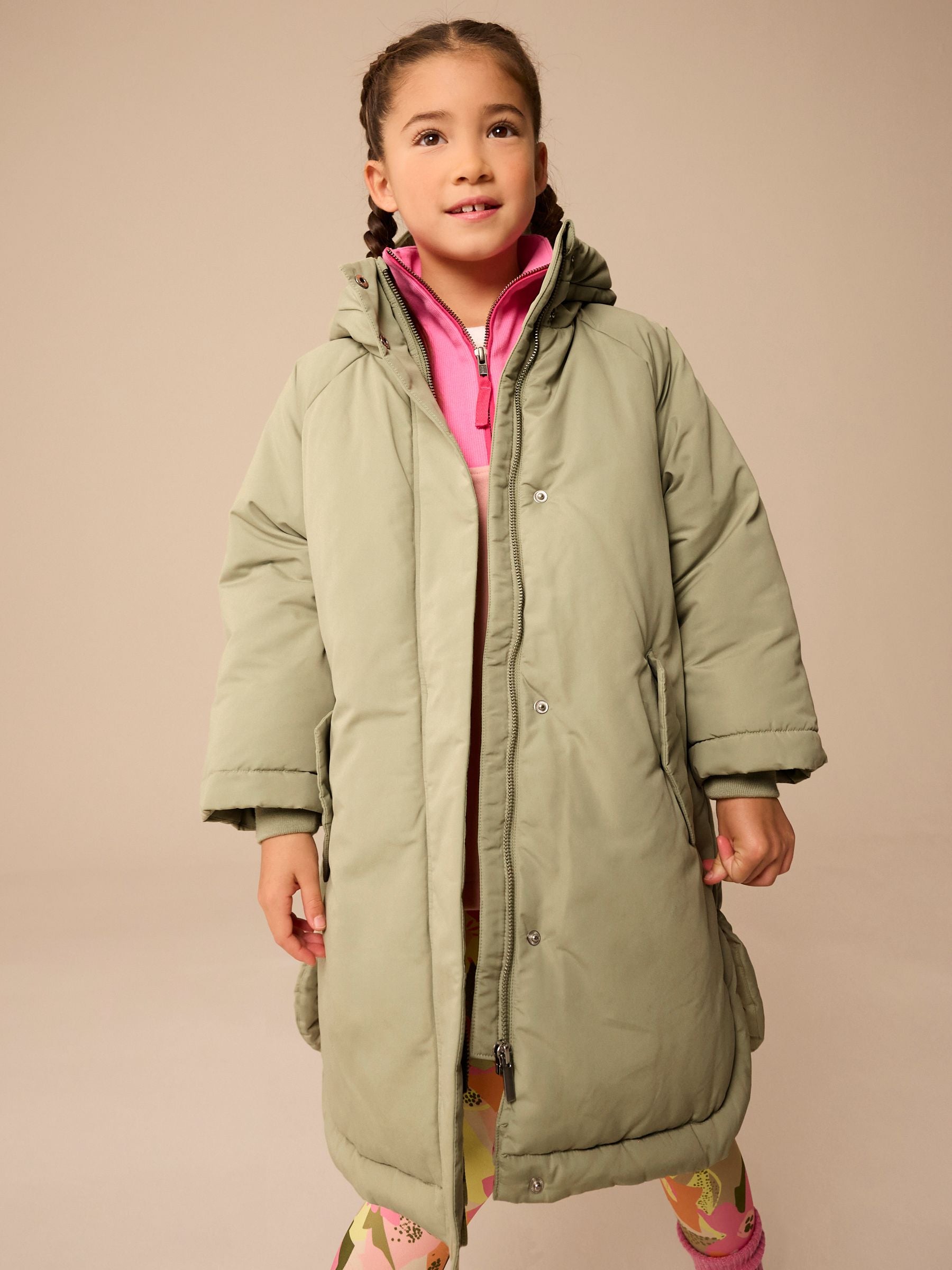 Sage Green Shower Resistant Padded Coat (3-16yrs)