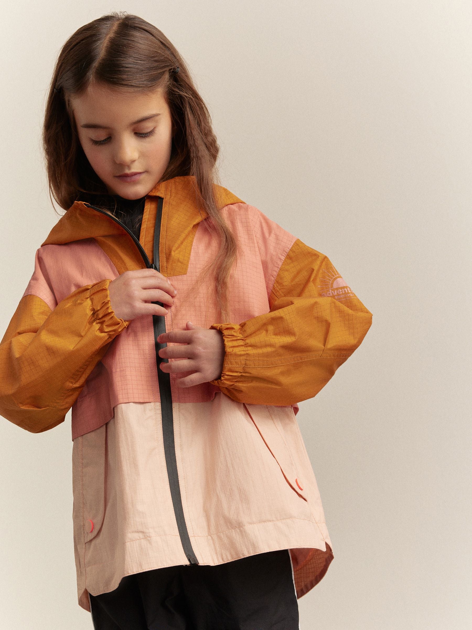 Peach Pink Waterproof Colourblock Cagoule Jacket (3-16yrs)