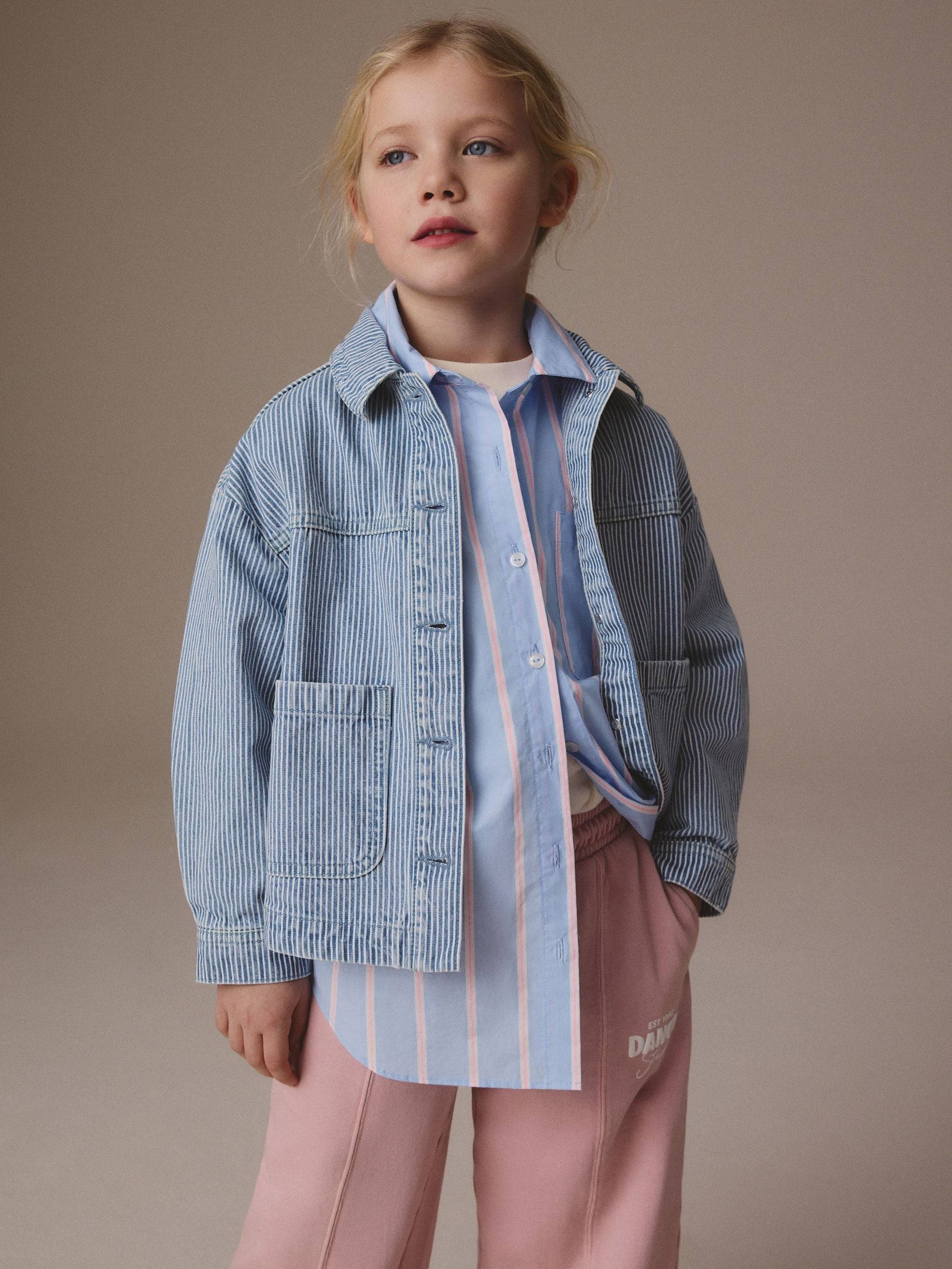 Blue Stripe Denim Shacket (3-16yrs)
