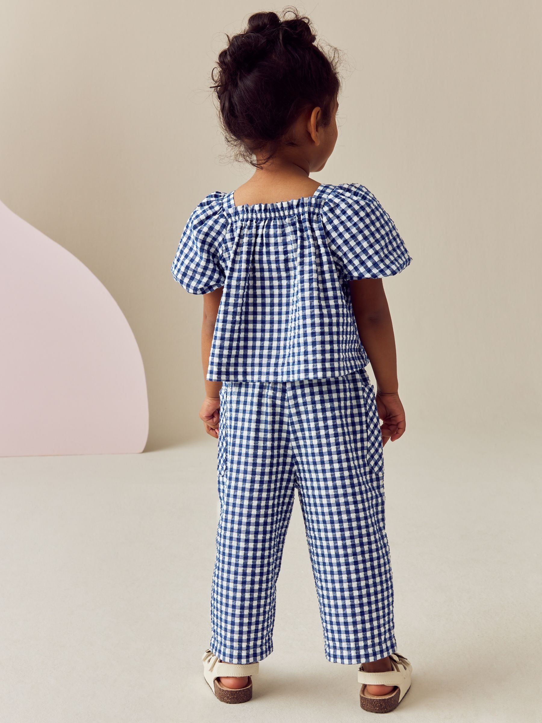 Navy Gingham Trousers & Top Set (3mths-7yrs)