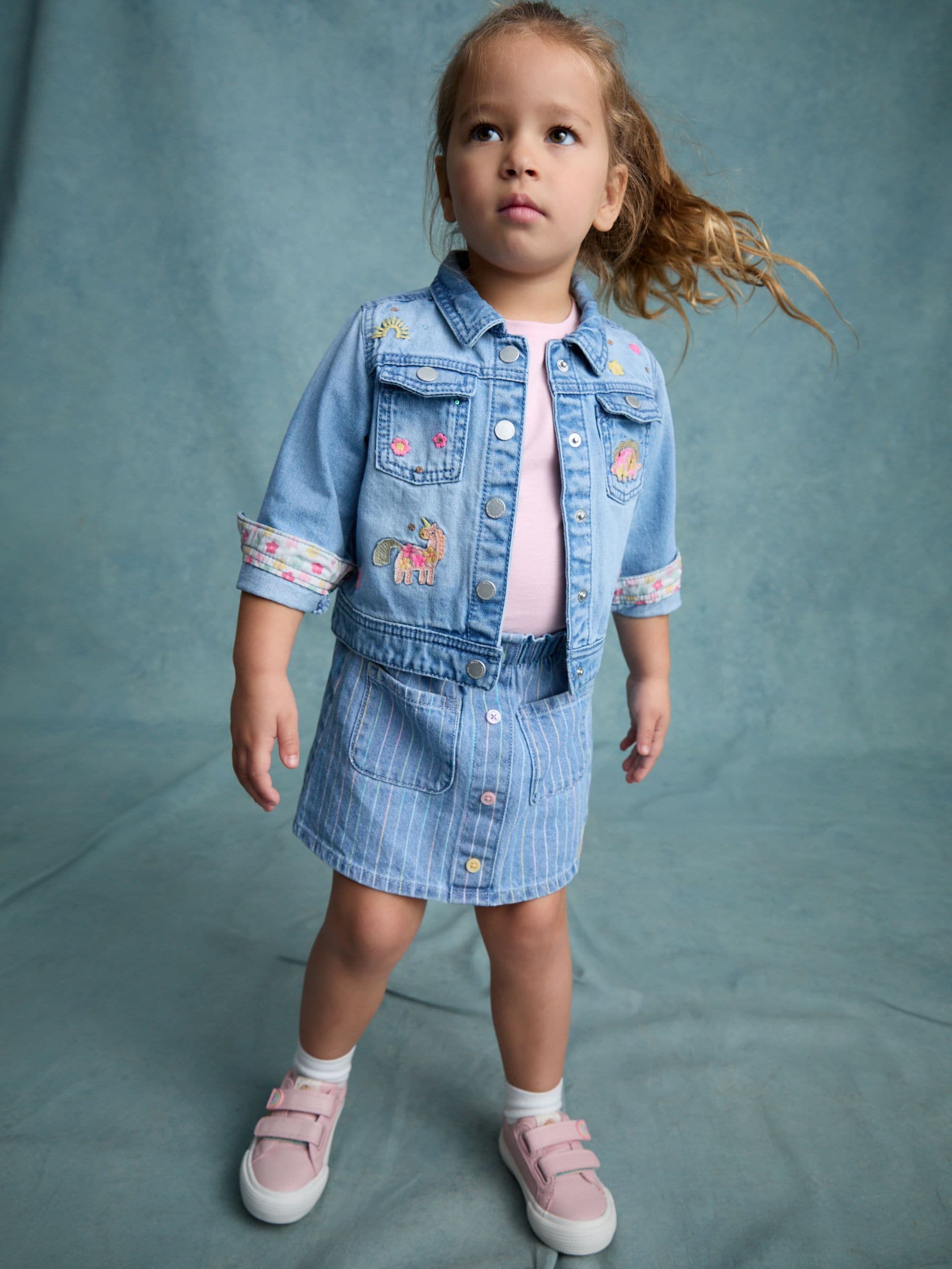 Denim Pinstripe 100% Cotton Skirt (3mths-7yrs)