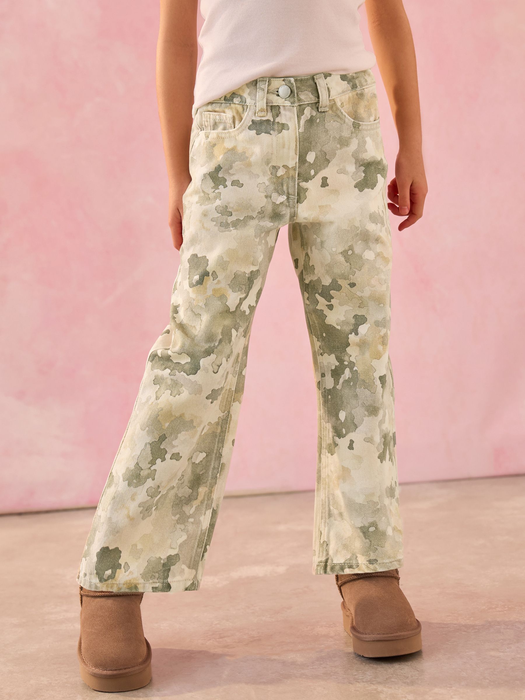 Camo Print Wide Leg Jeans (3-16yrs)