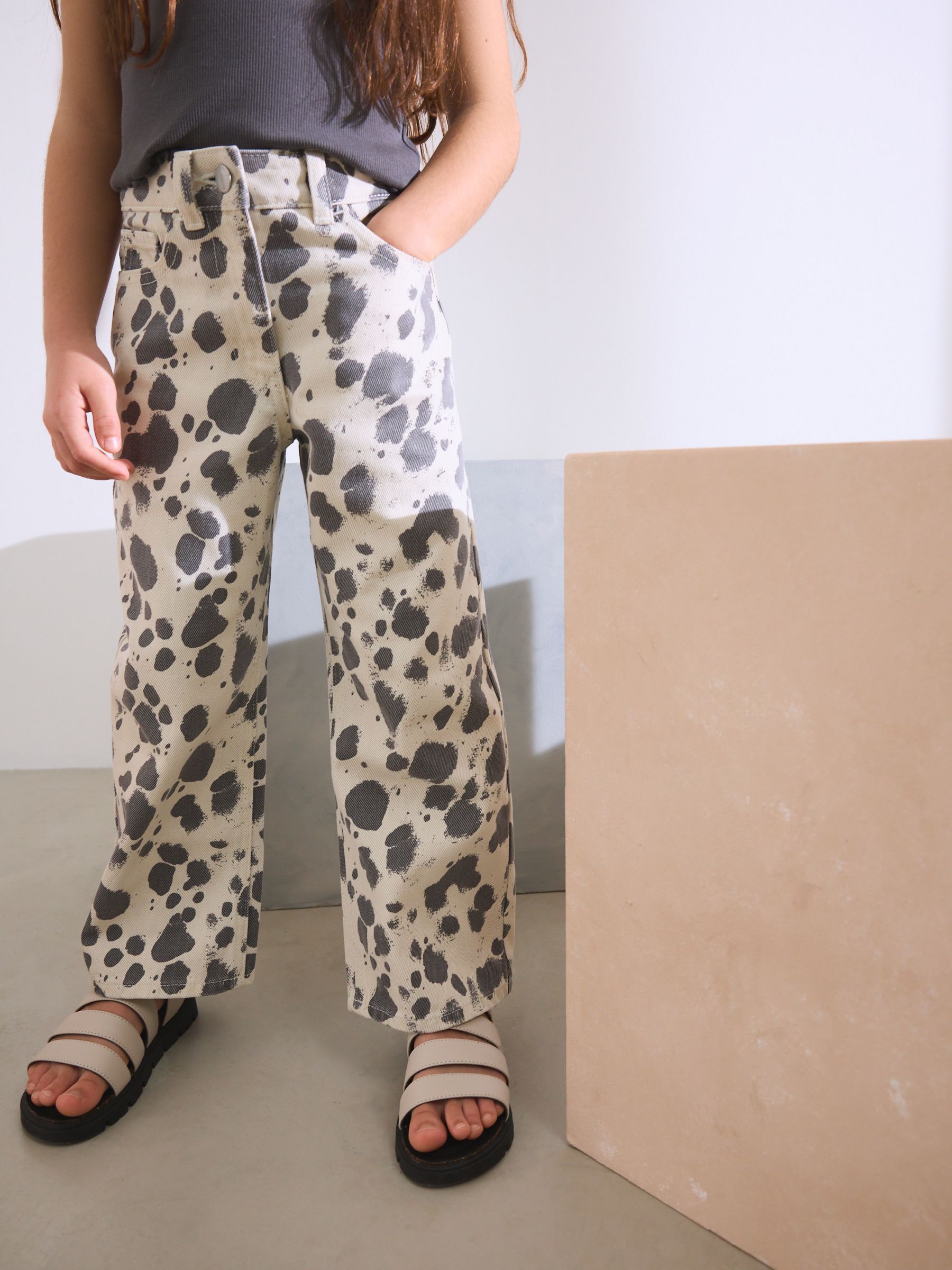Dalmation Print Wide Leg Jeans (3-16yrs)