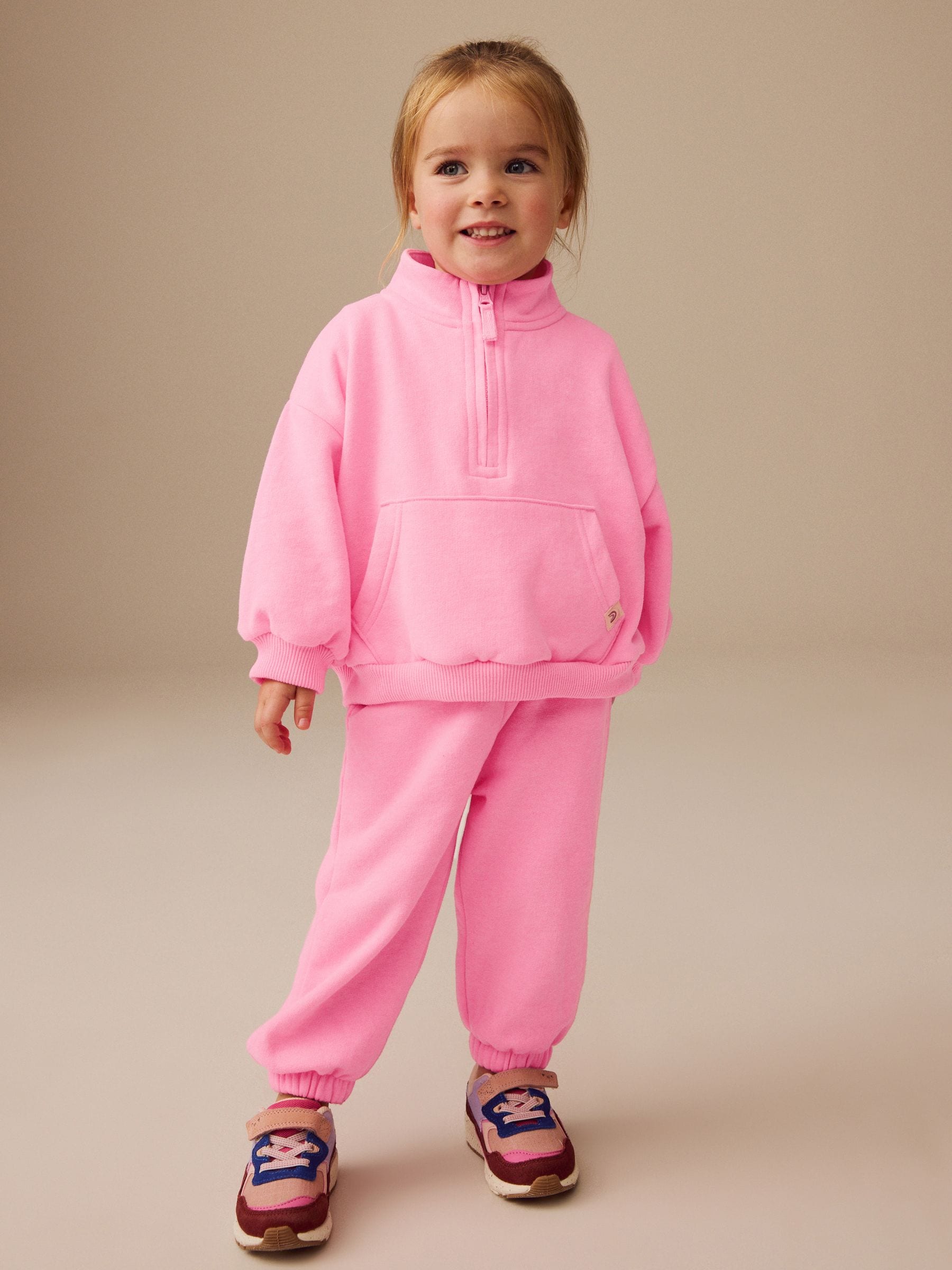 Bright Pink Half Zip Sweatshirt (3mths-7yrs)