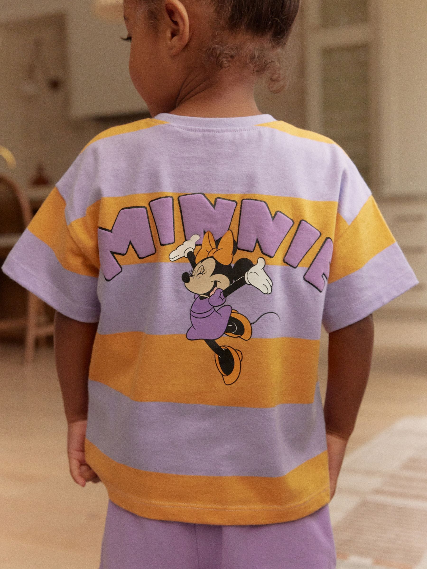 Orange/Purple Stripe Minnie Mouse Short Sleeve T-Shirt and Shorts Set (3mths-7yrs)