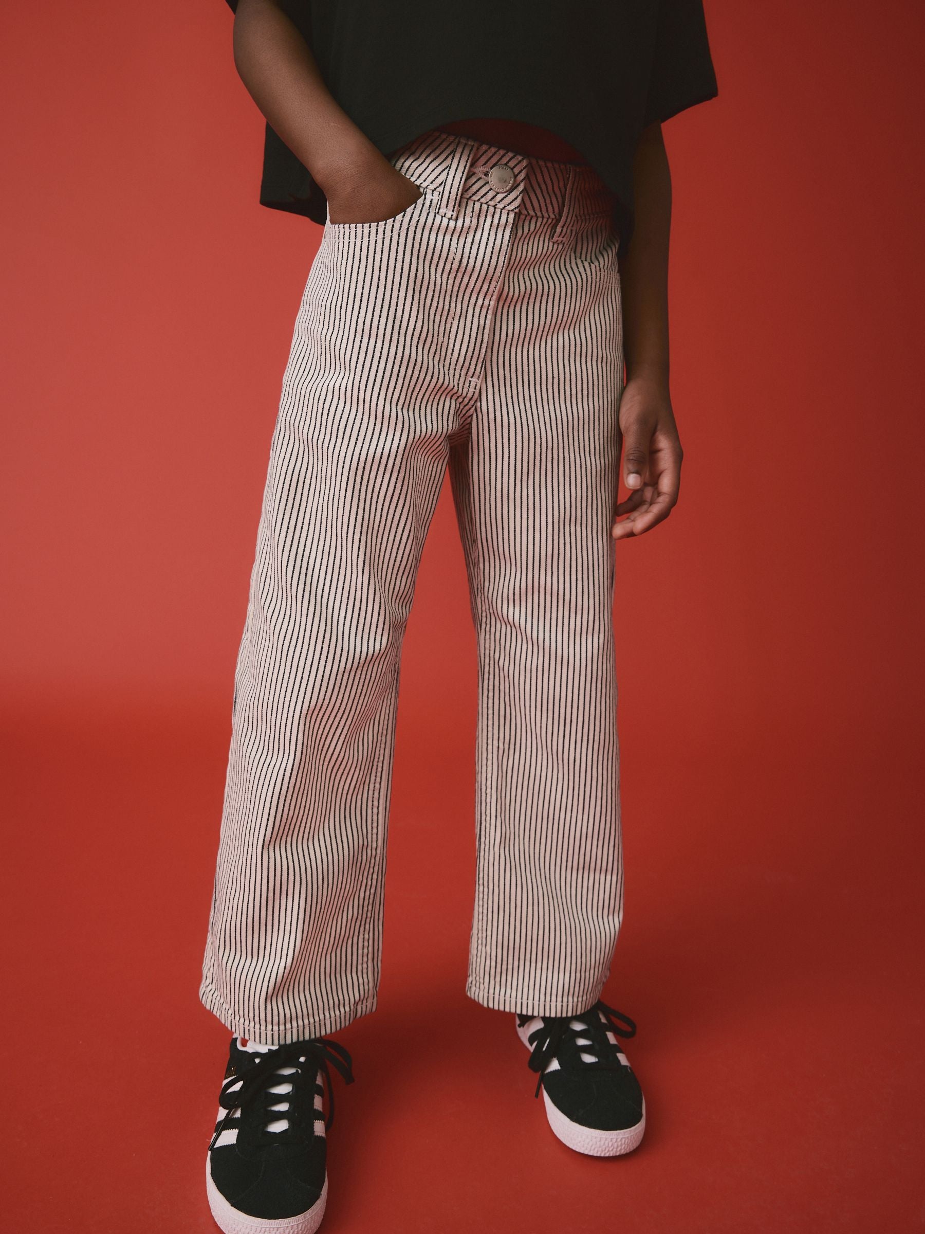 Monochrome Stripe Wide Leg Jeans (3-16yrs)