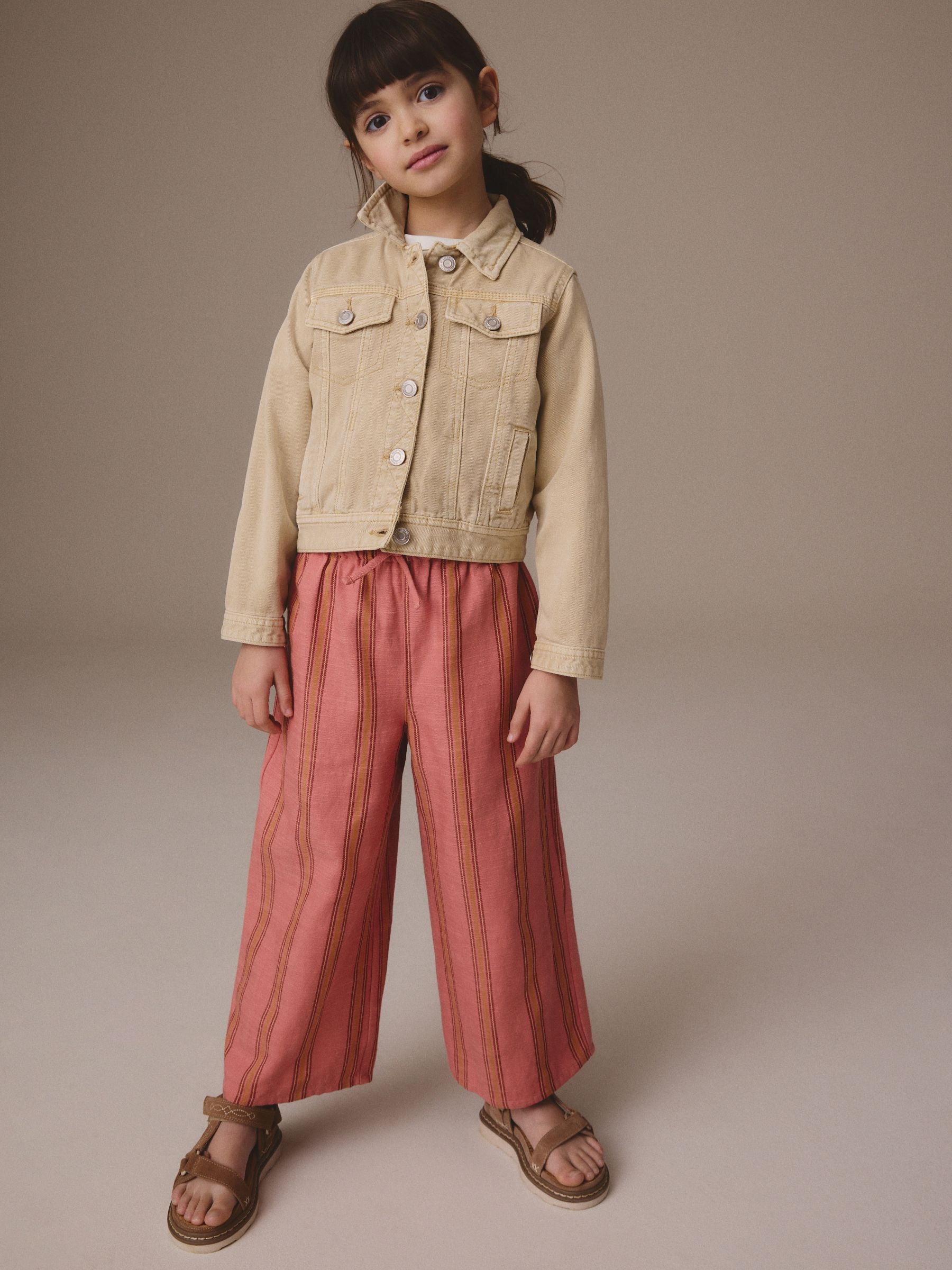Pink Stripe Wide Leg Trousers (3-16yrs)