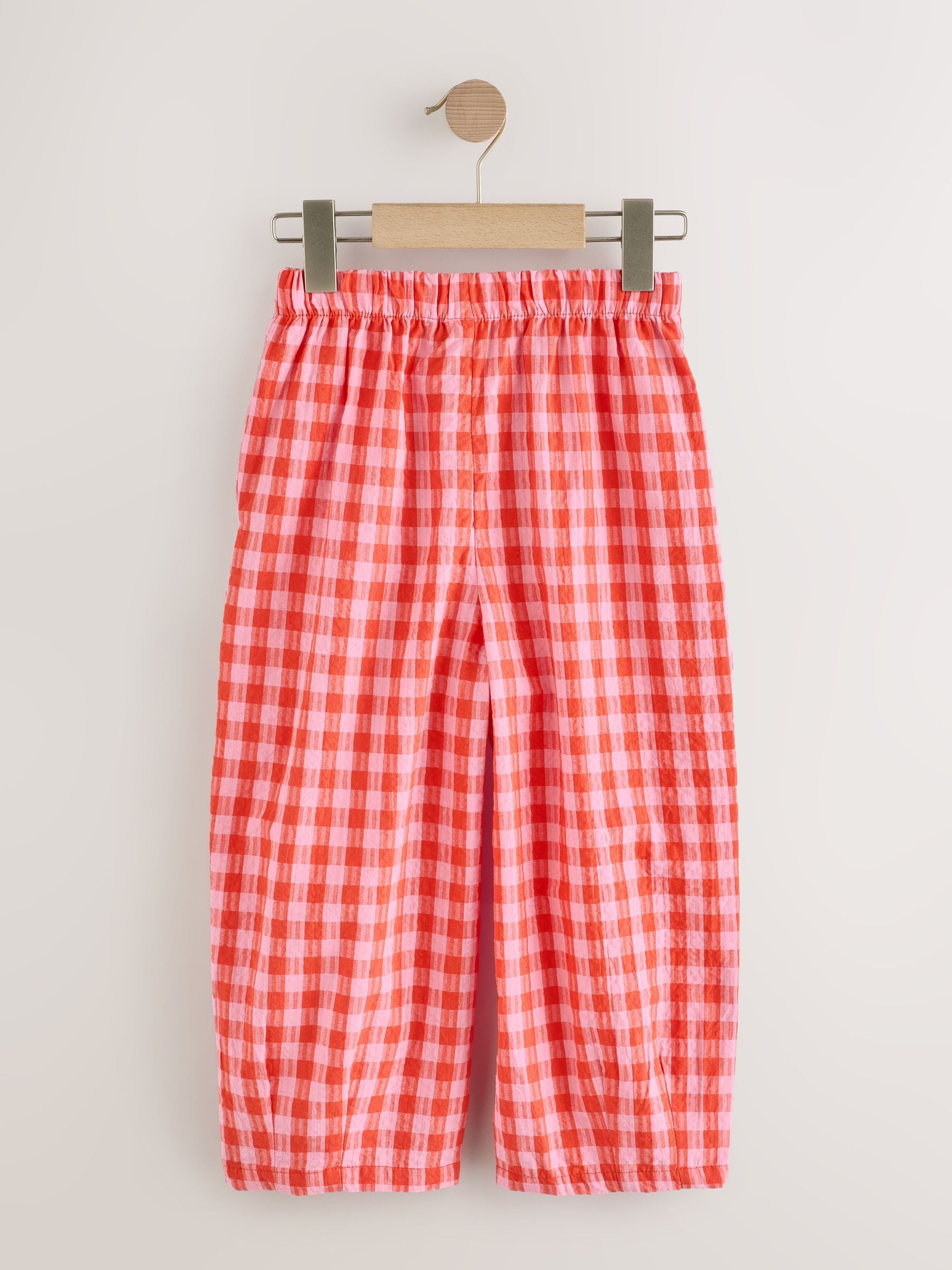 Red/Pink Gingham Pull On Barrel Trousers (3-16yrs)