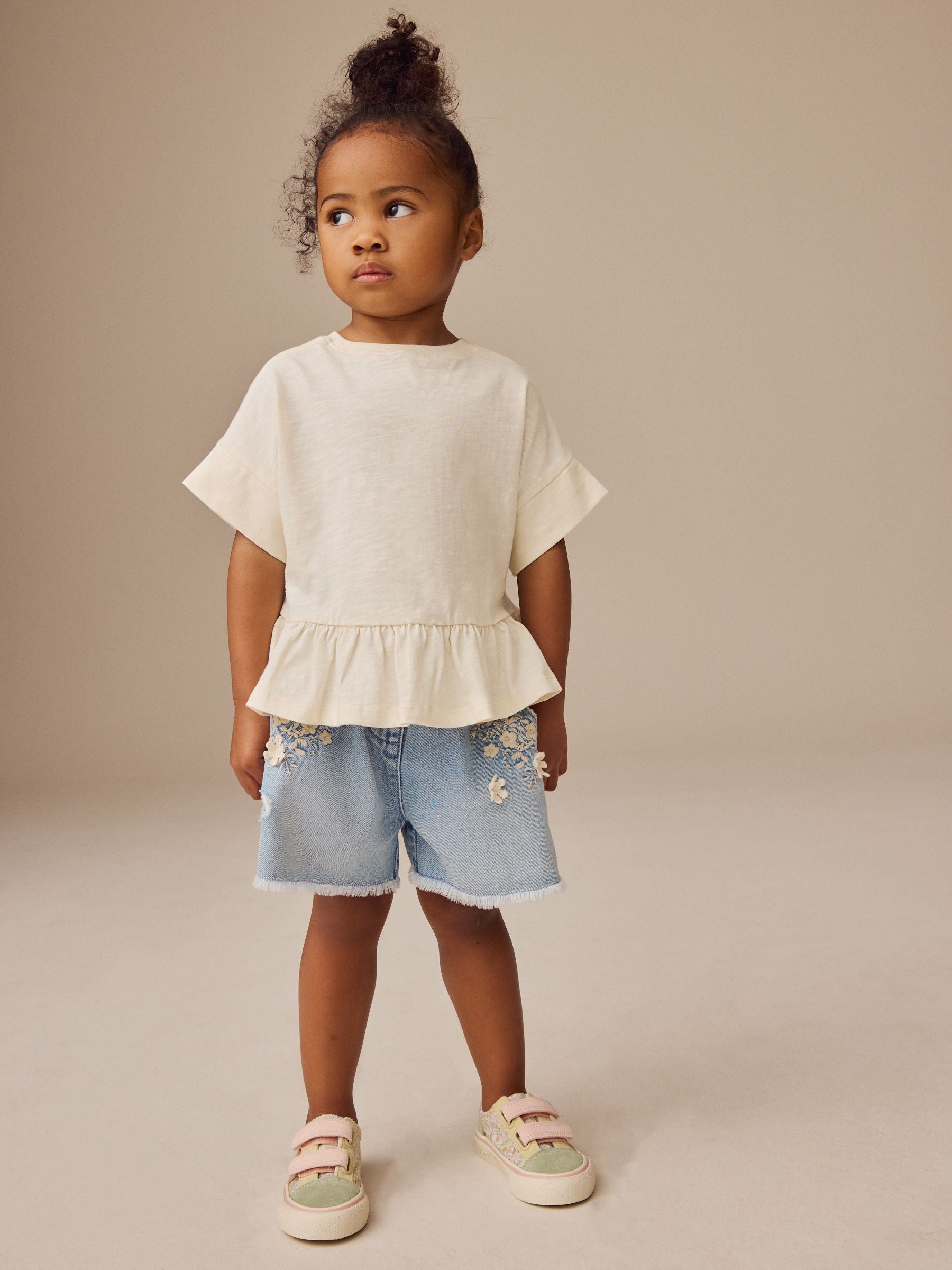 White 100% Cotton Short Sleeve Peplum T-Shirt (3mths-7yrs)