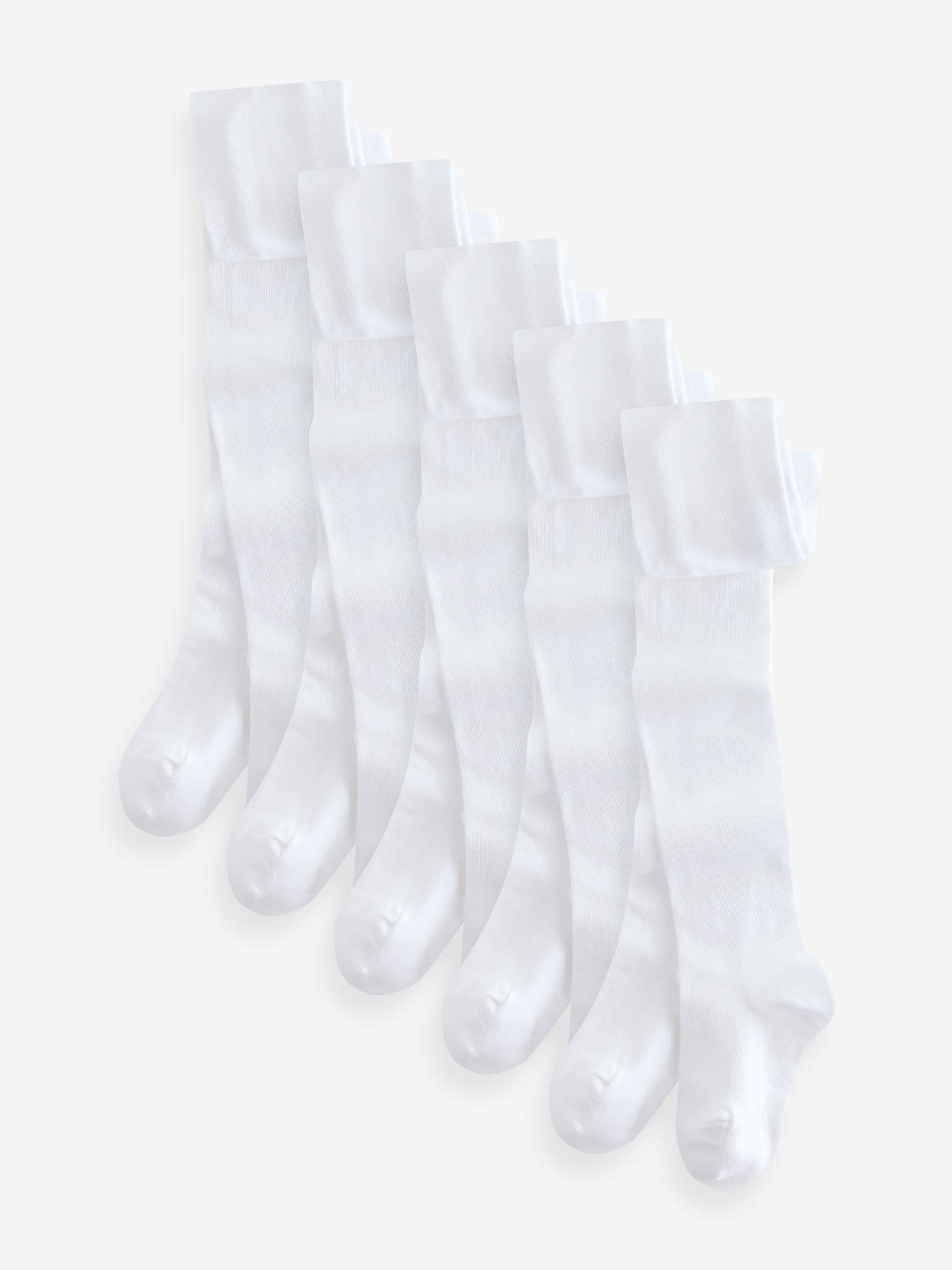 White 5 Pack Cotton Rich School Tights