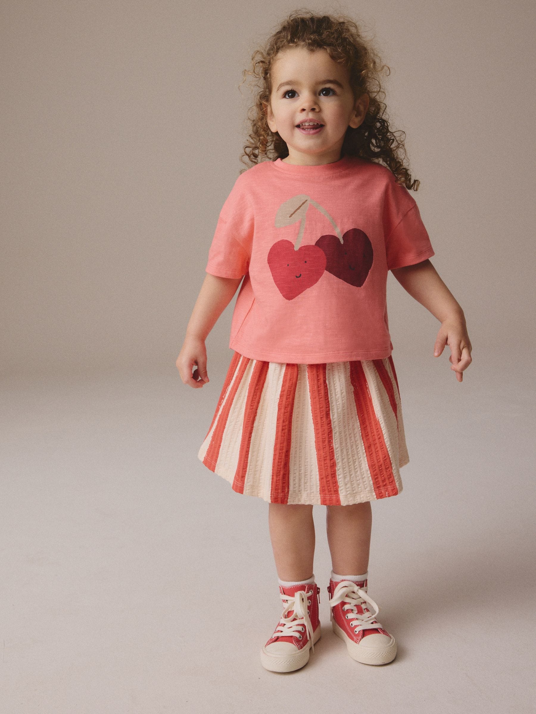 Cherry Pink Short Sleeve Skirt Set (3mths-7yrs)