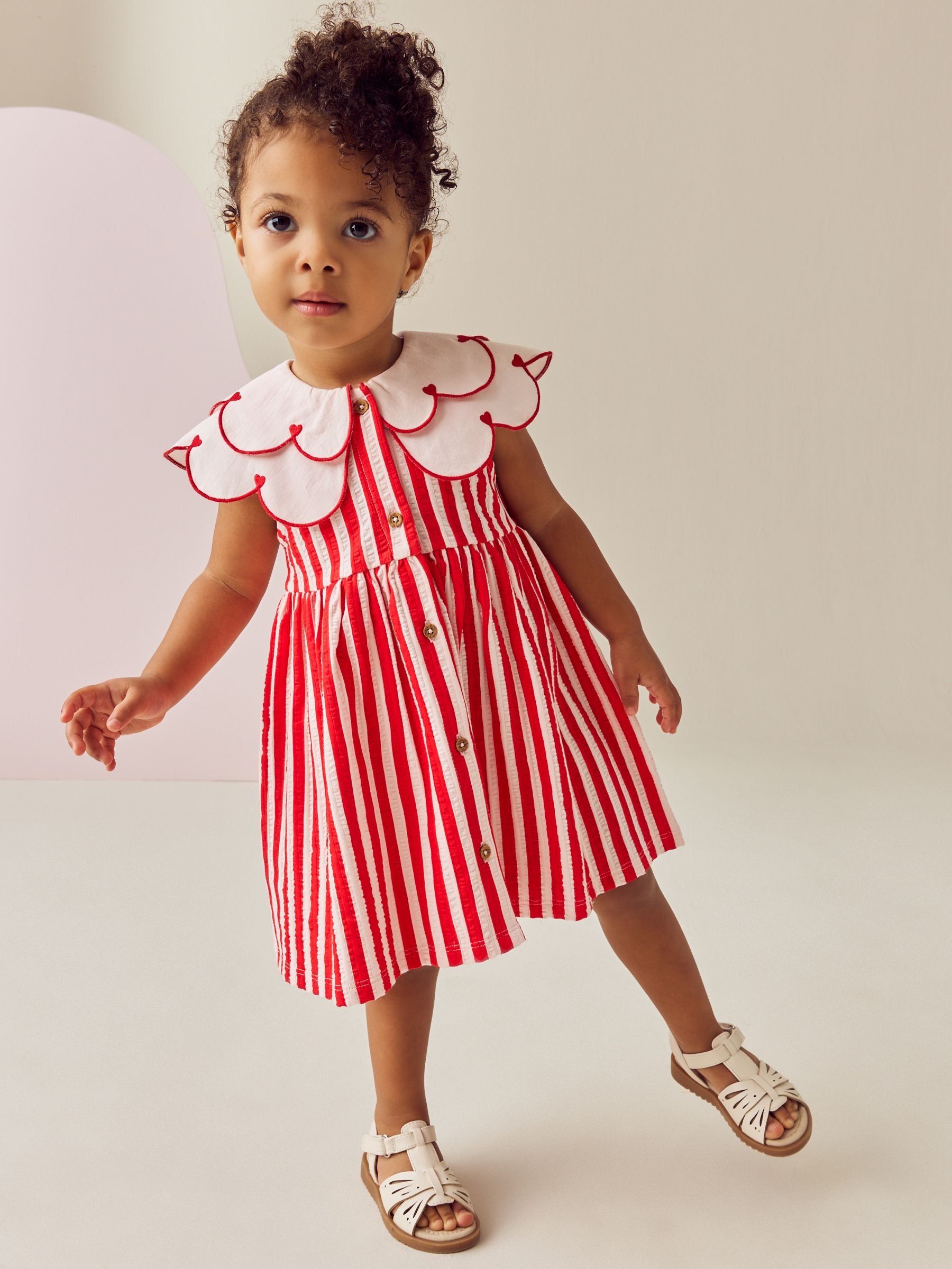 Heart Red Sleeveless Collar Summer Dress (3mths-7yrs)
