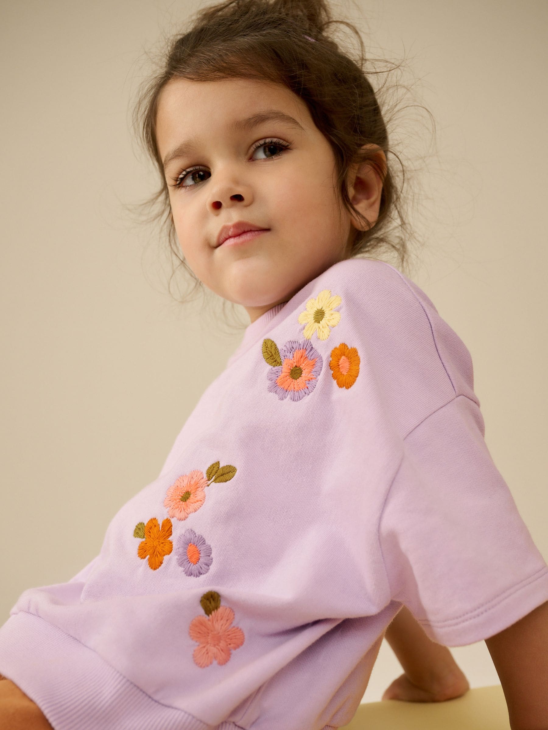 Lilac Purple Short Sleeve 100% Cotton Sweatshirt and Shorts Set (3mths-7yrs)