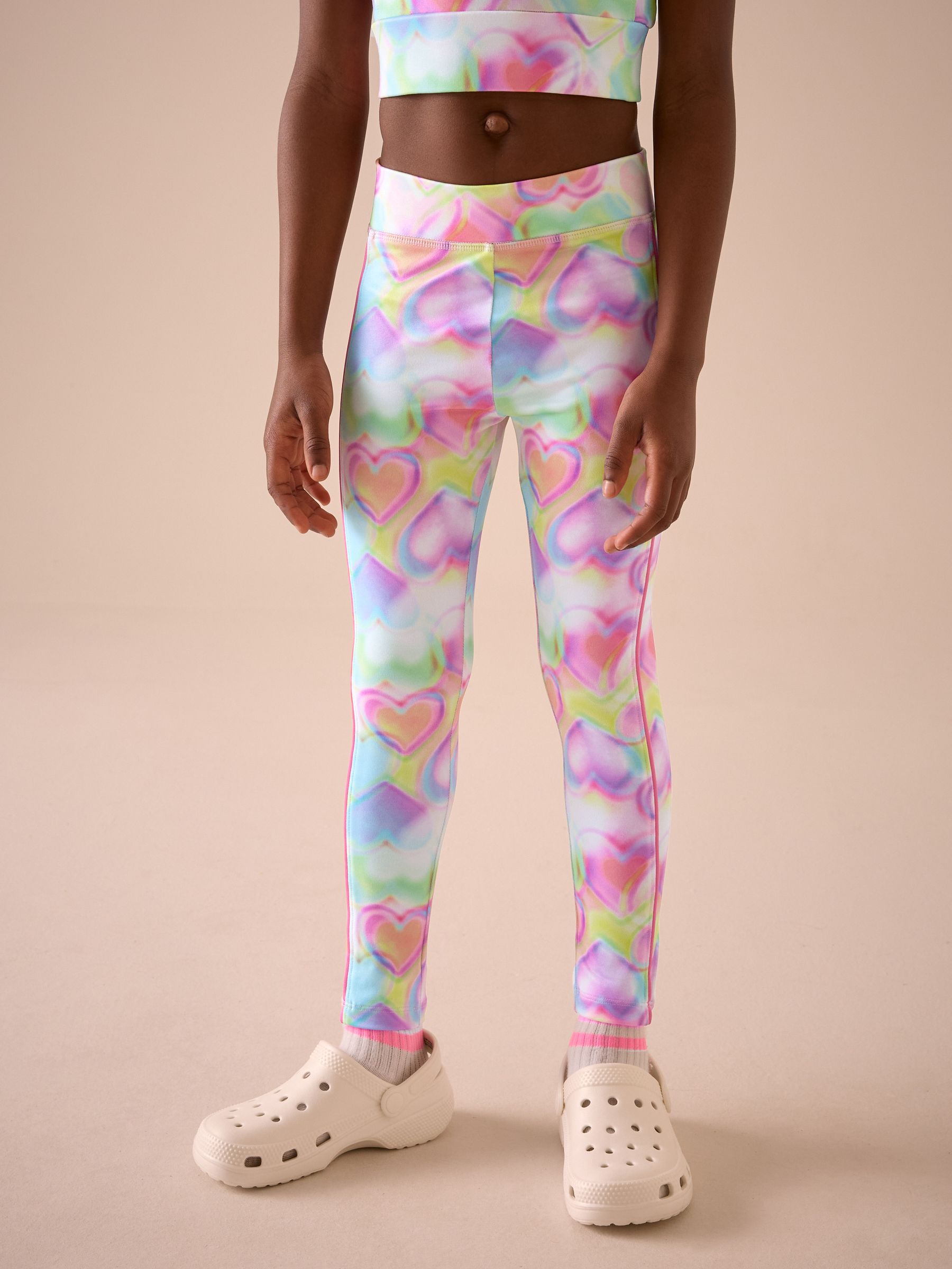 Multi Pink Heart Sports Leggings (3-16yrs)