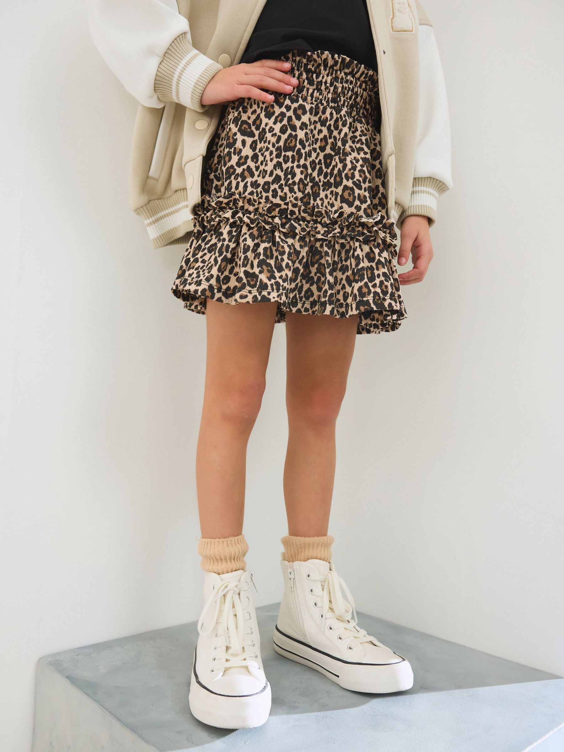 Animal Print Textured Frill Skirt (3-16yrs)