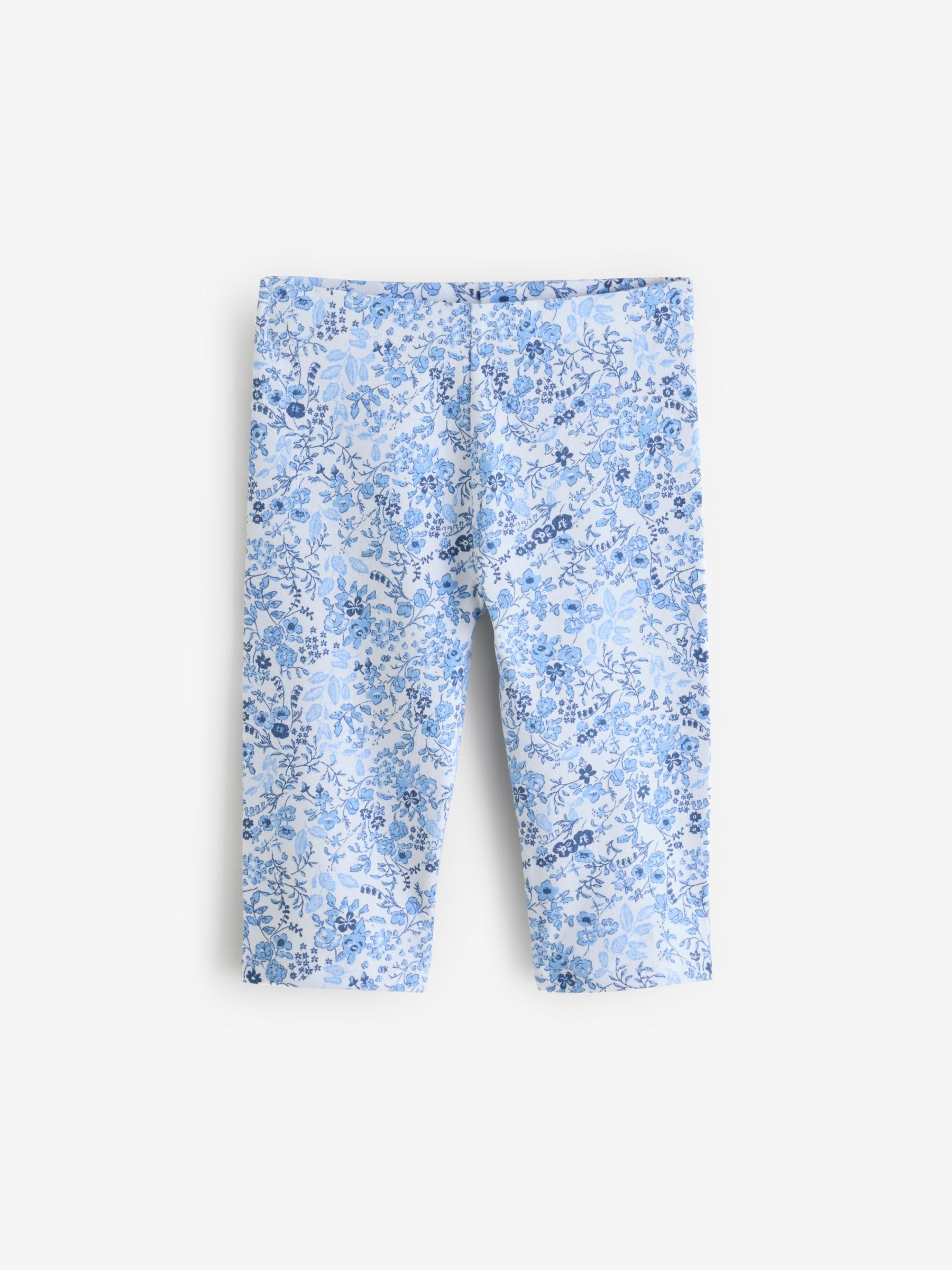 Pink/Blue/Floral 4 Pack Cropped Leggings (3-16yrs)