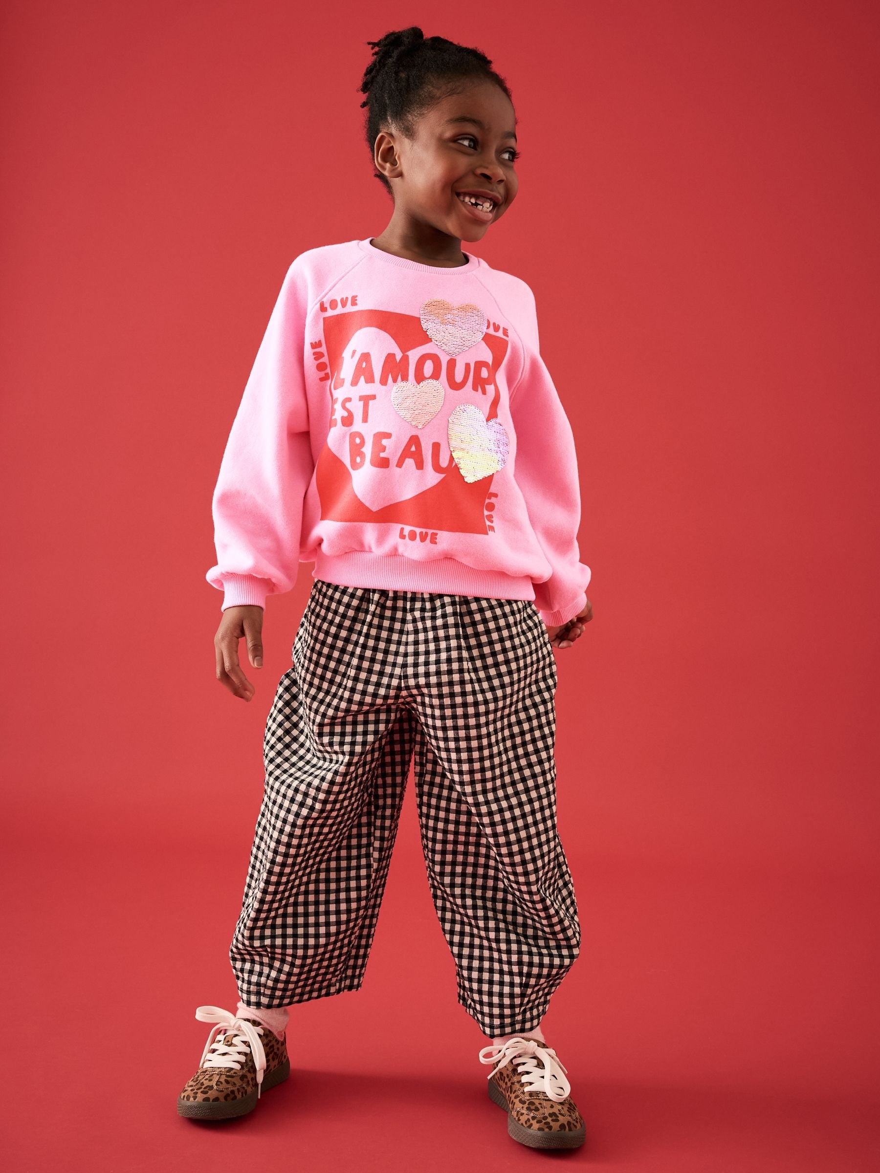 Pink Sequin Hearts Sweatshirt (3-16yrs)