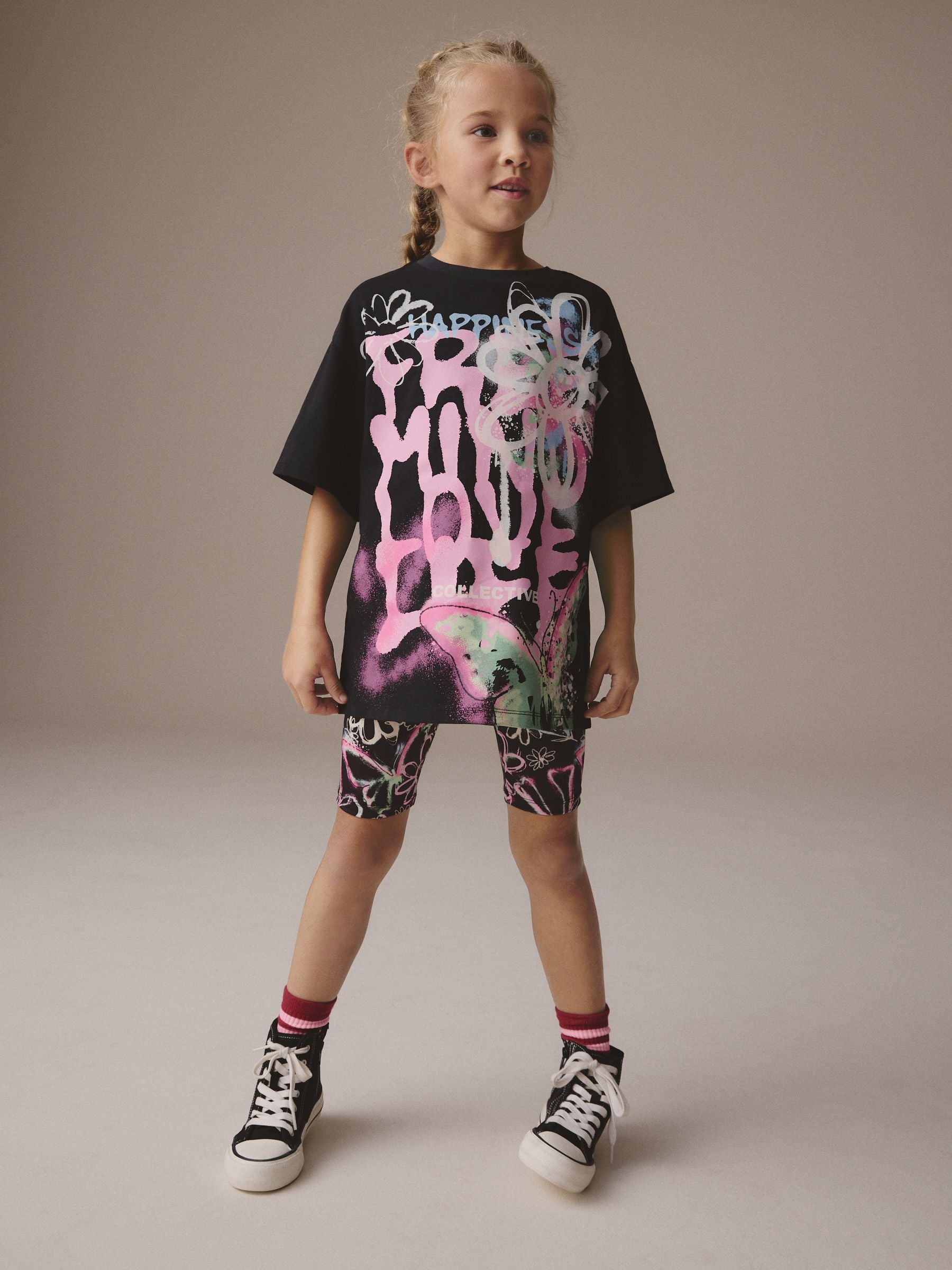 Multi Graffiti T-Shirt And Cycling Shorts Set (3-16yrs)
