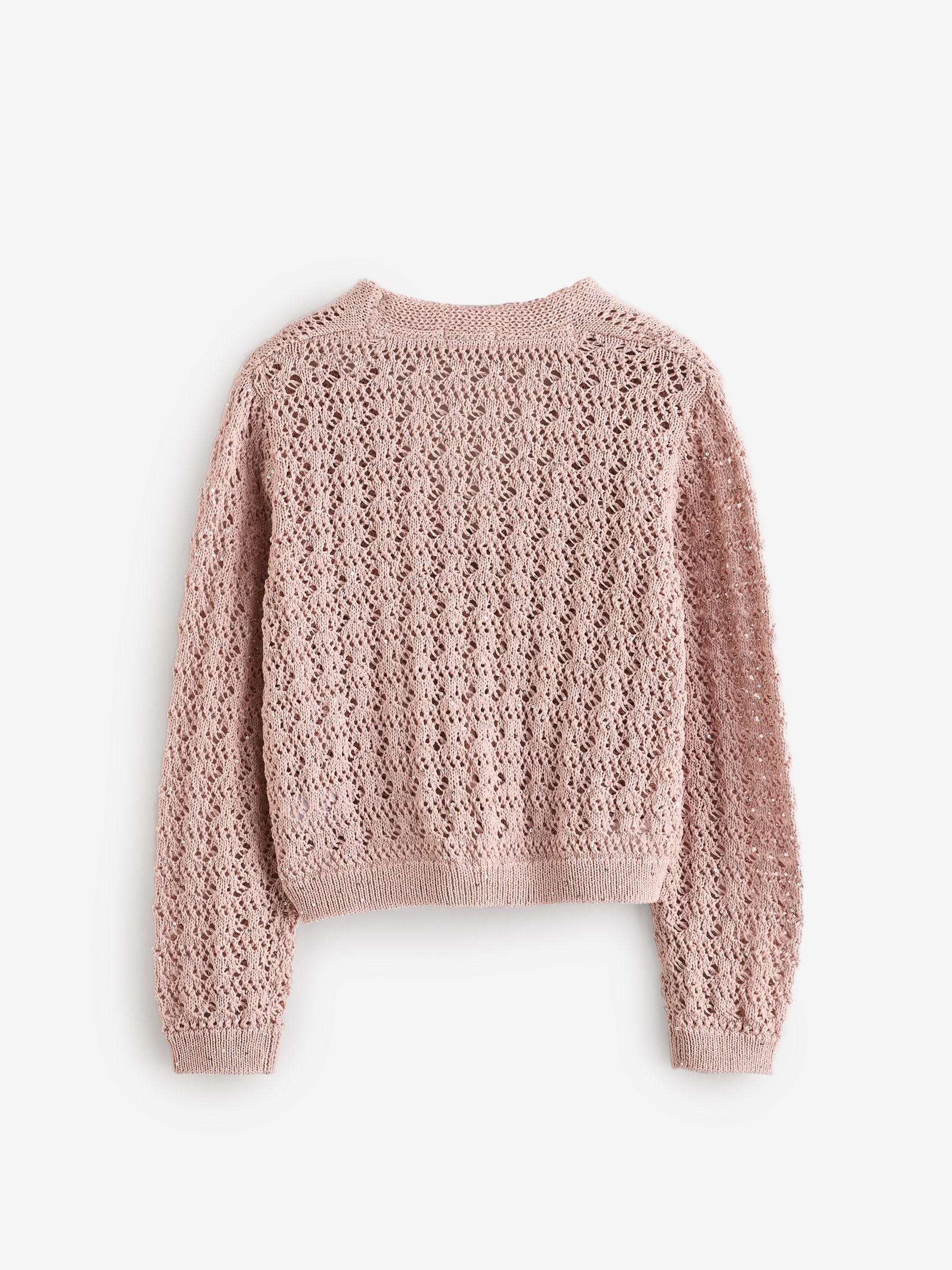 Mink/Pink Sequin Tie Front Cardigan (3-16yrs)