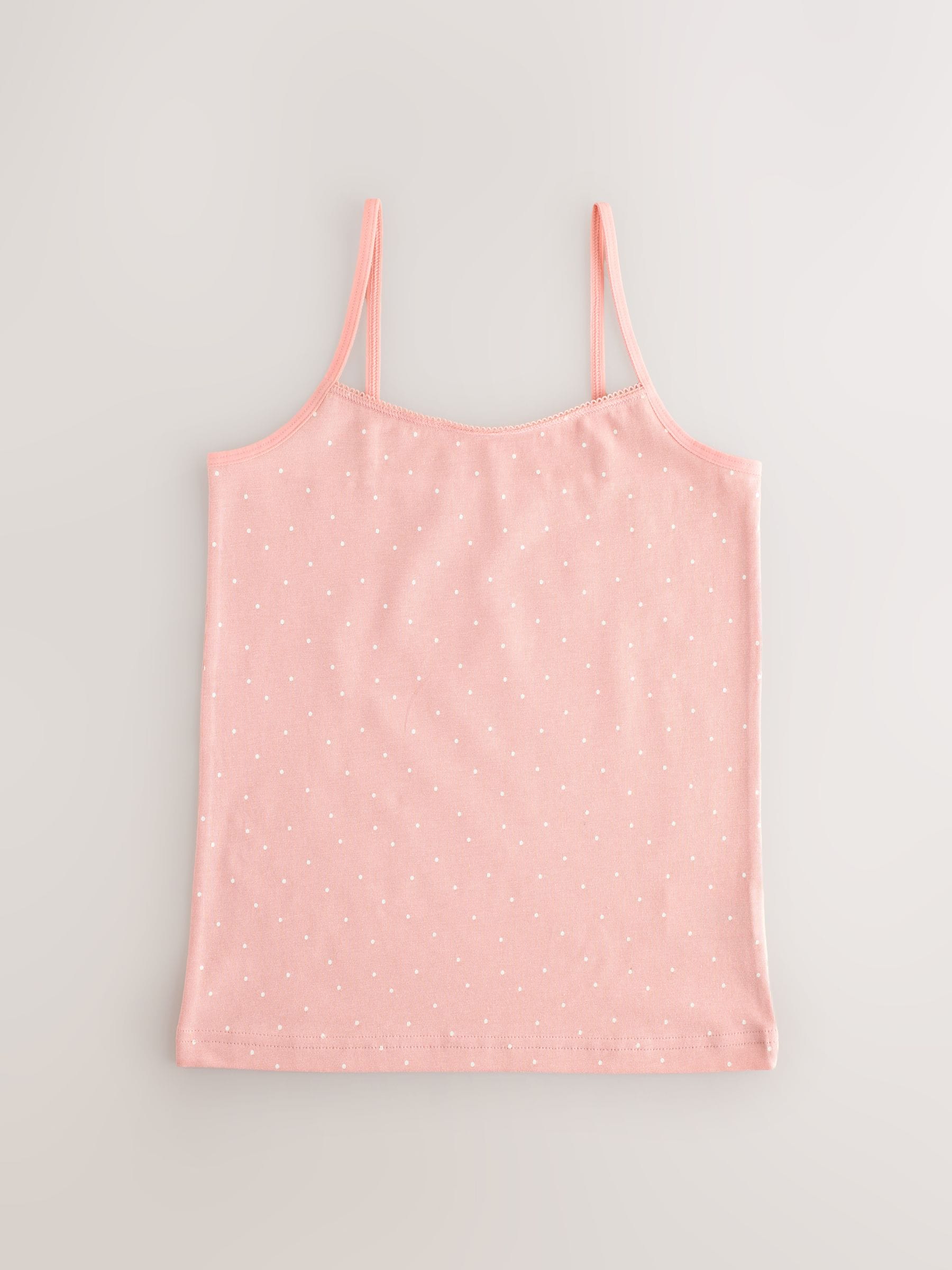 White/Pink Ditsy Printed Strappy Cami Vests 3 Pack (1.5-16yrs)