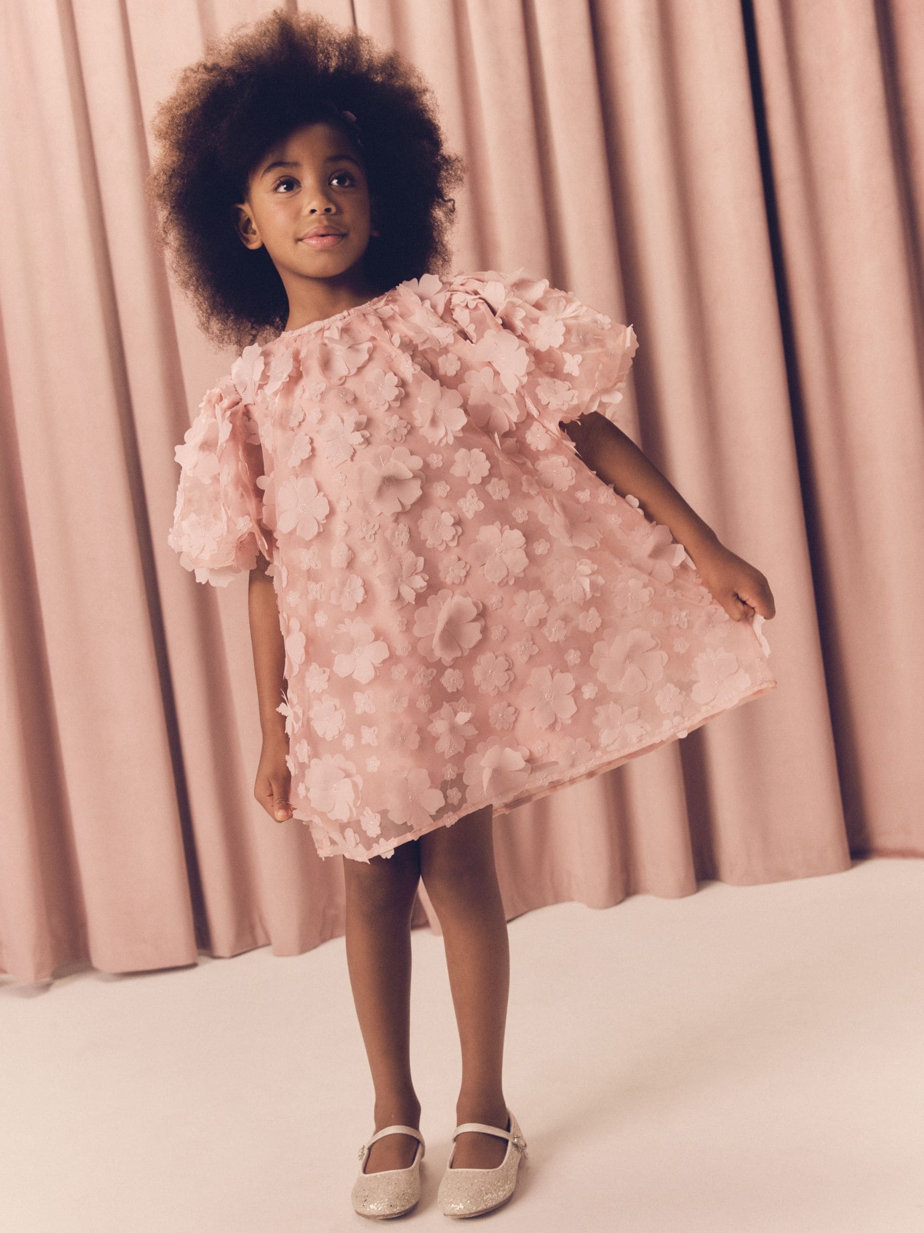 Pink 3D Floral Occasion Dress (3-16yrs)