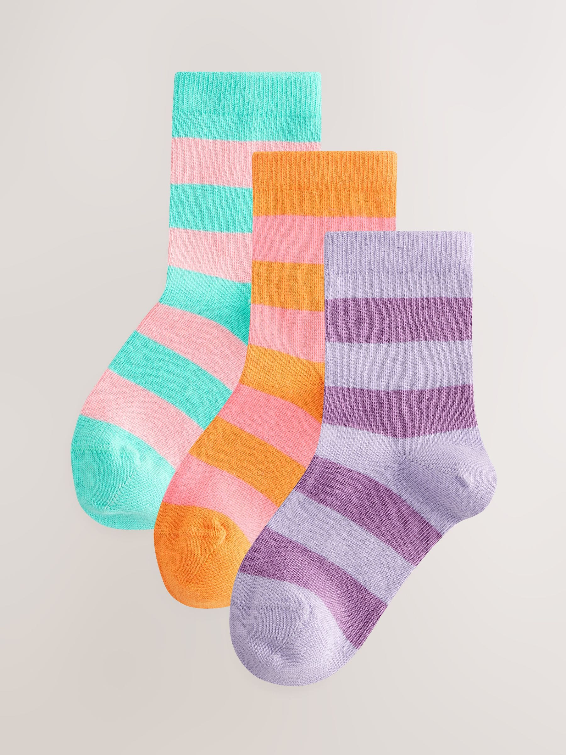 Multi 3 Pack Cotton Rich Stripe Ankle Socks