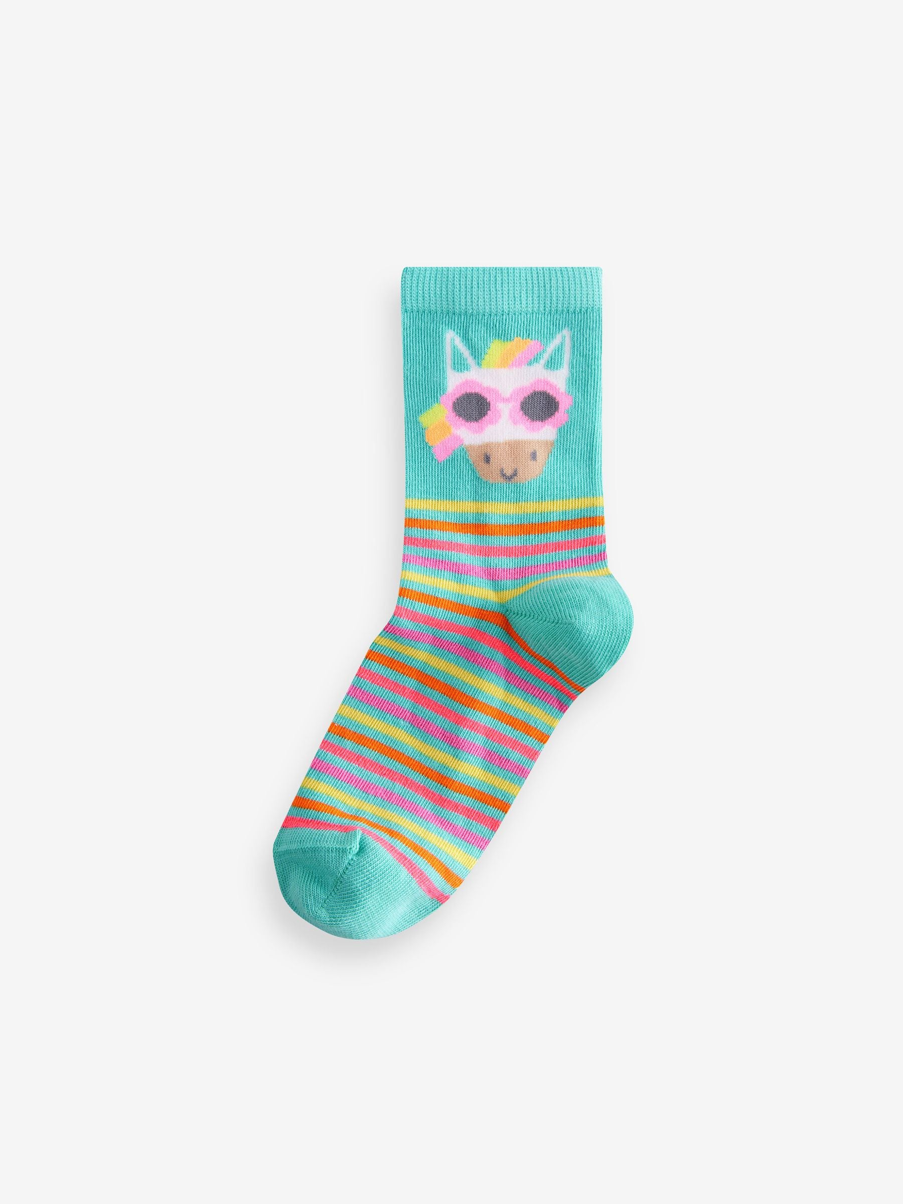 Pink, Purple and Green 4 Pack Cotton Rich Character Ankle Socks