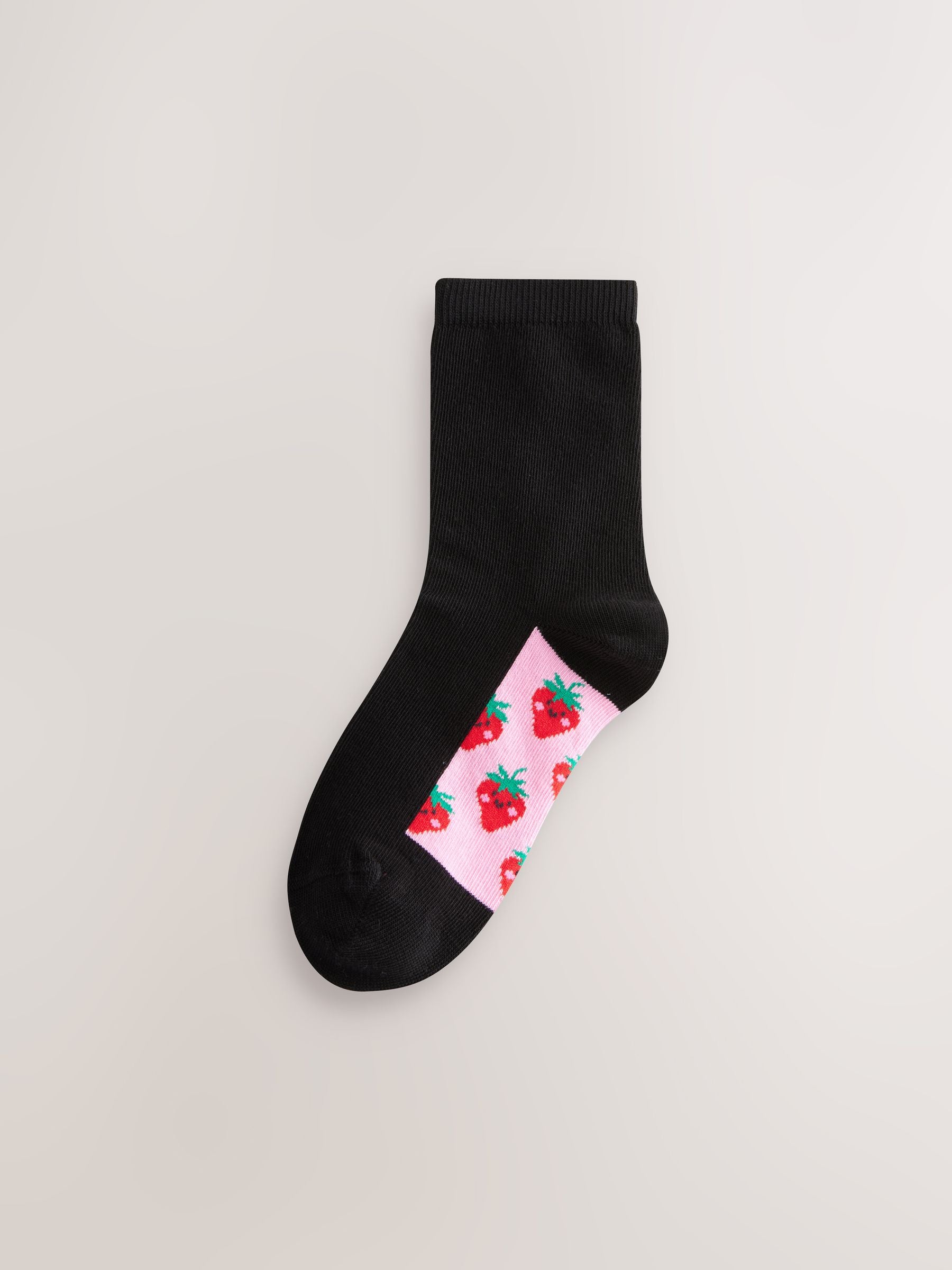 Black Fruit 5 Pack Cotton Rich Footbed Ankle School Socks
