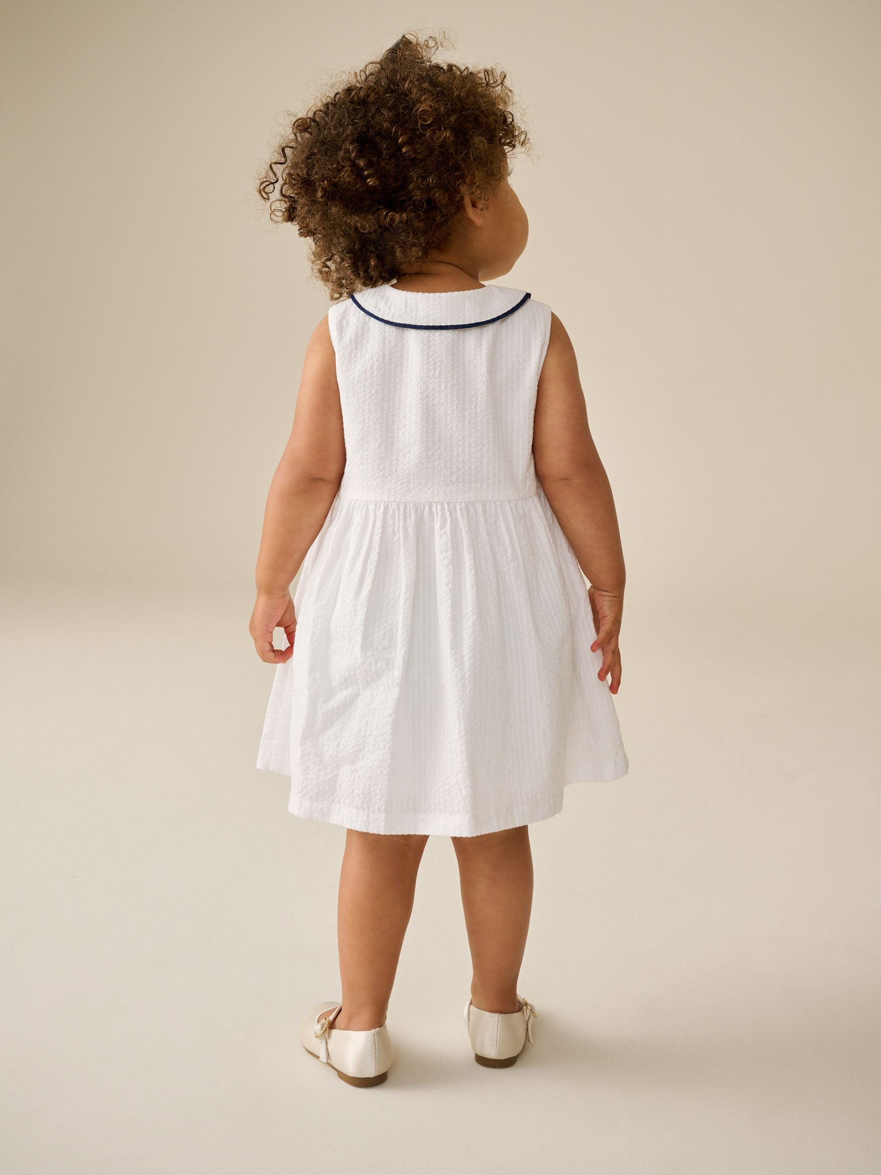 White Sleeveless Collar Summer Dress (3mths-10yrs)