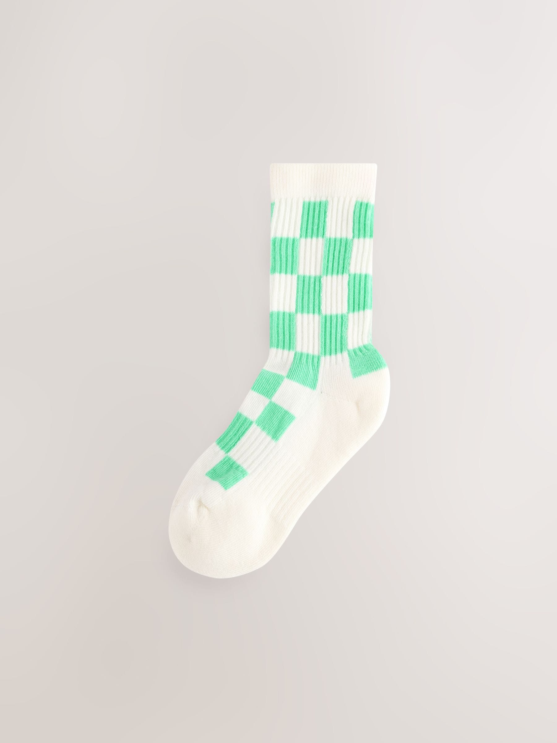 White, Pink, Purple and Green 3 Pack Cotton Rich Checkerboard Cushioned Sole Ankle Socks