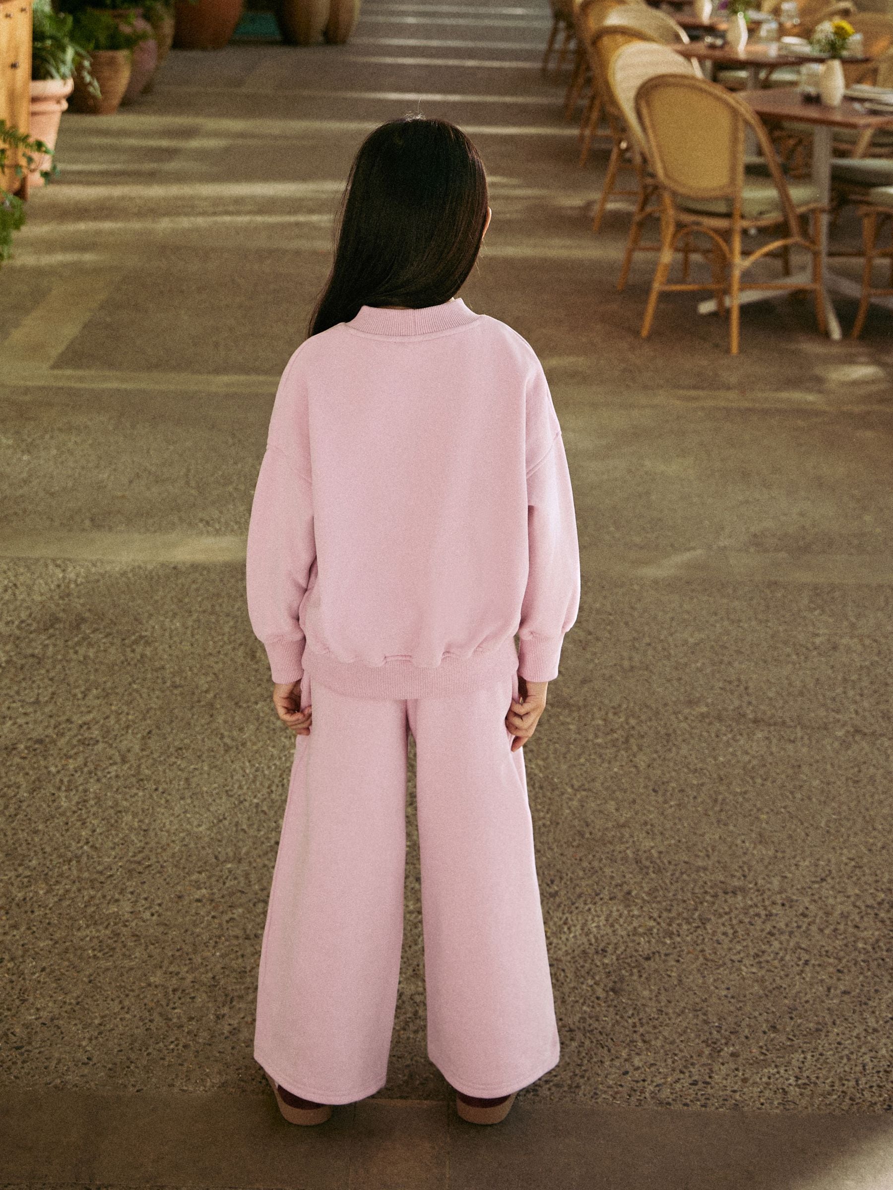 Pink Slogan Sweatshirt And Wide Leg Joggers Set (3-16yrs)