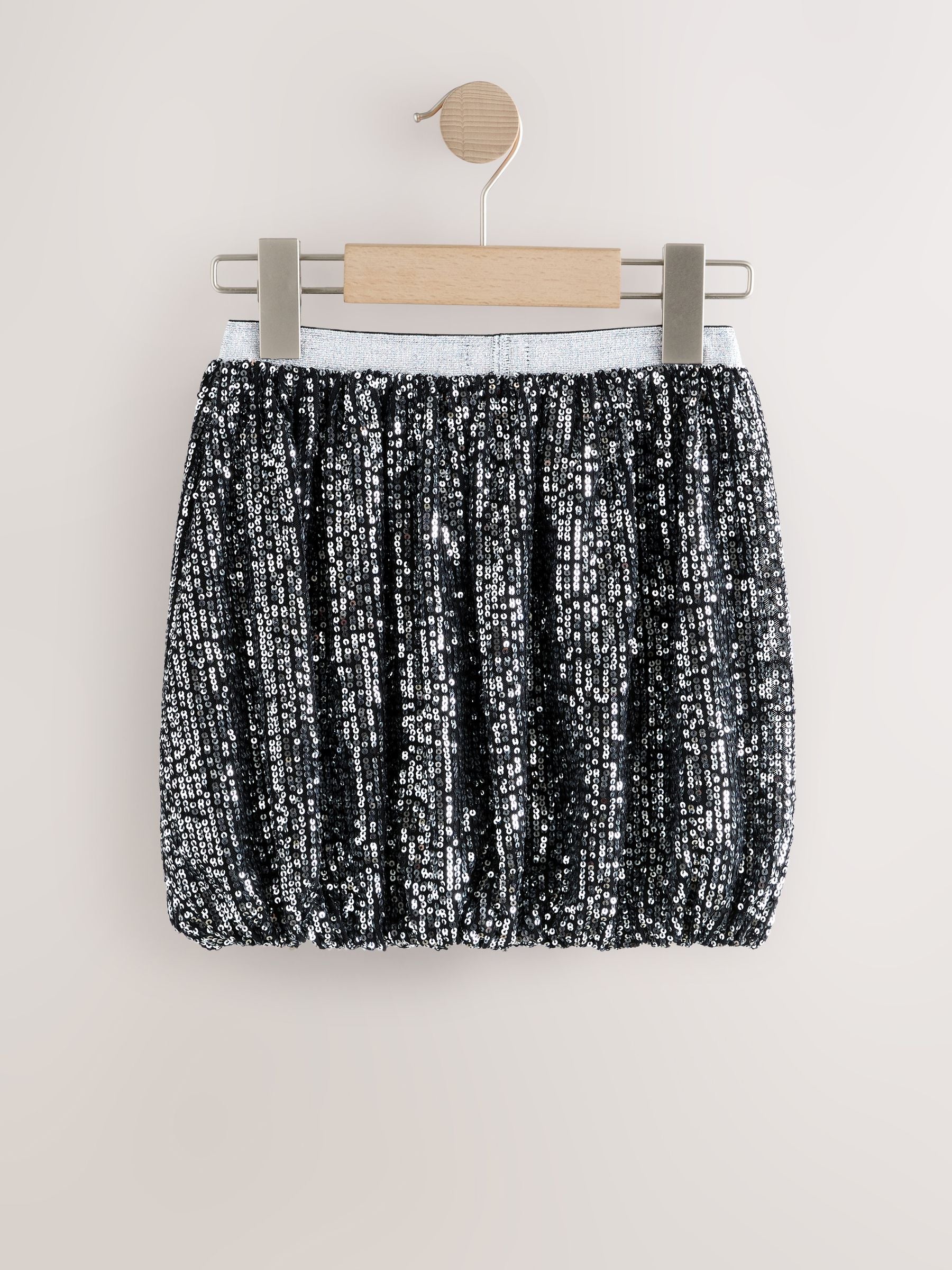 Silver Sequin Puffball Bubble Skirt (3-16yrs)