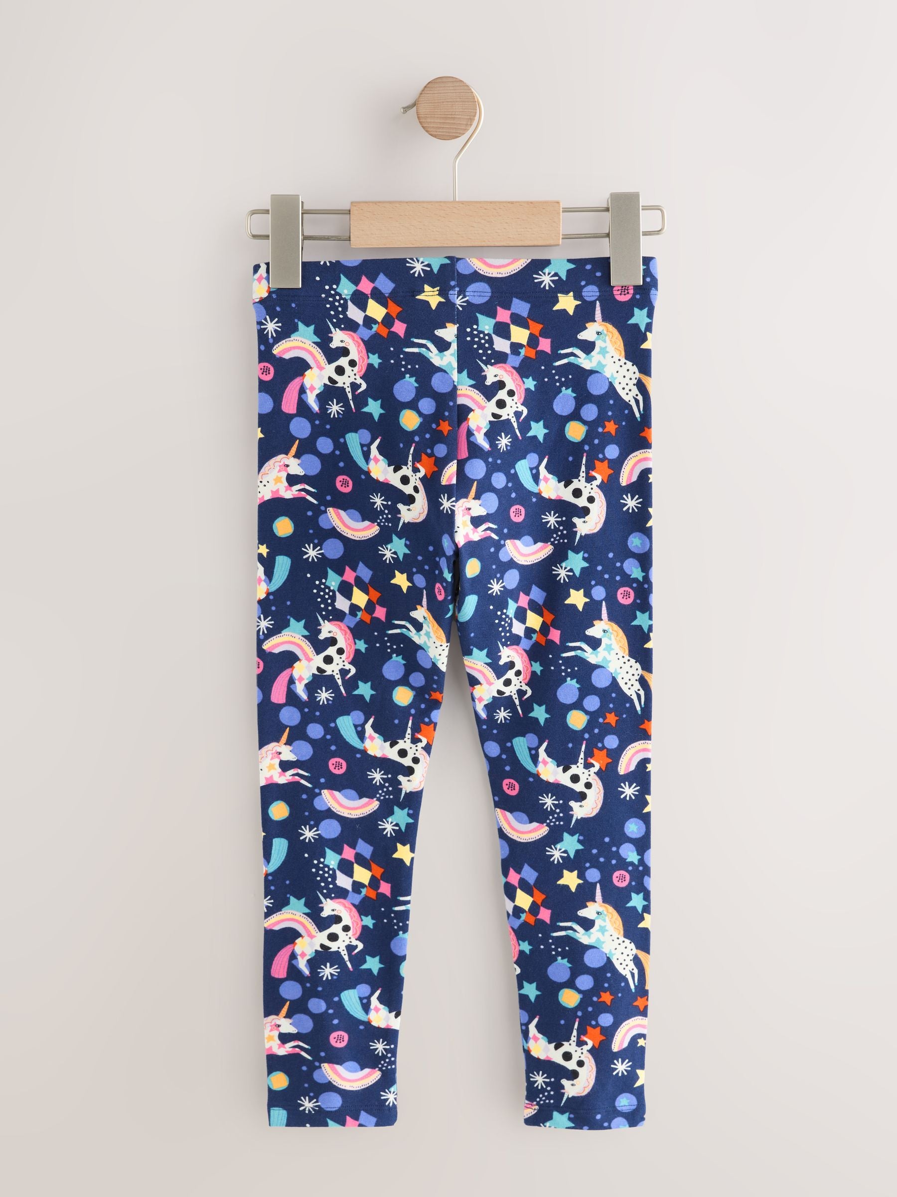 Navy Rainbow Unicorn Printed Leggings (3-16yrs)