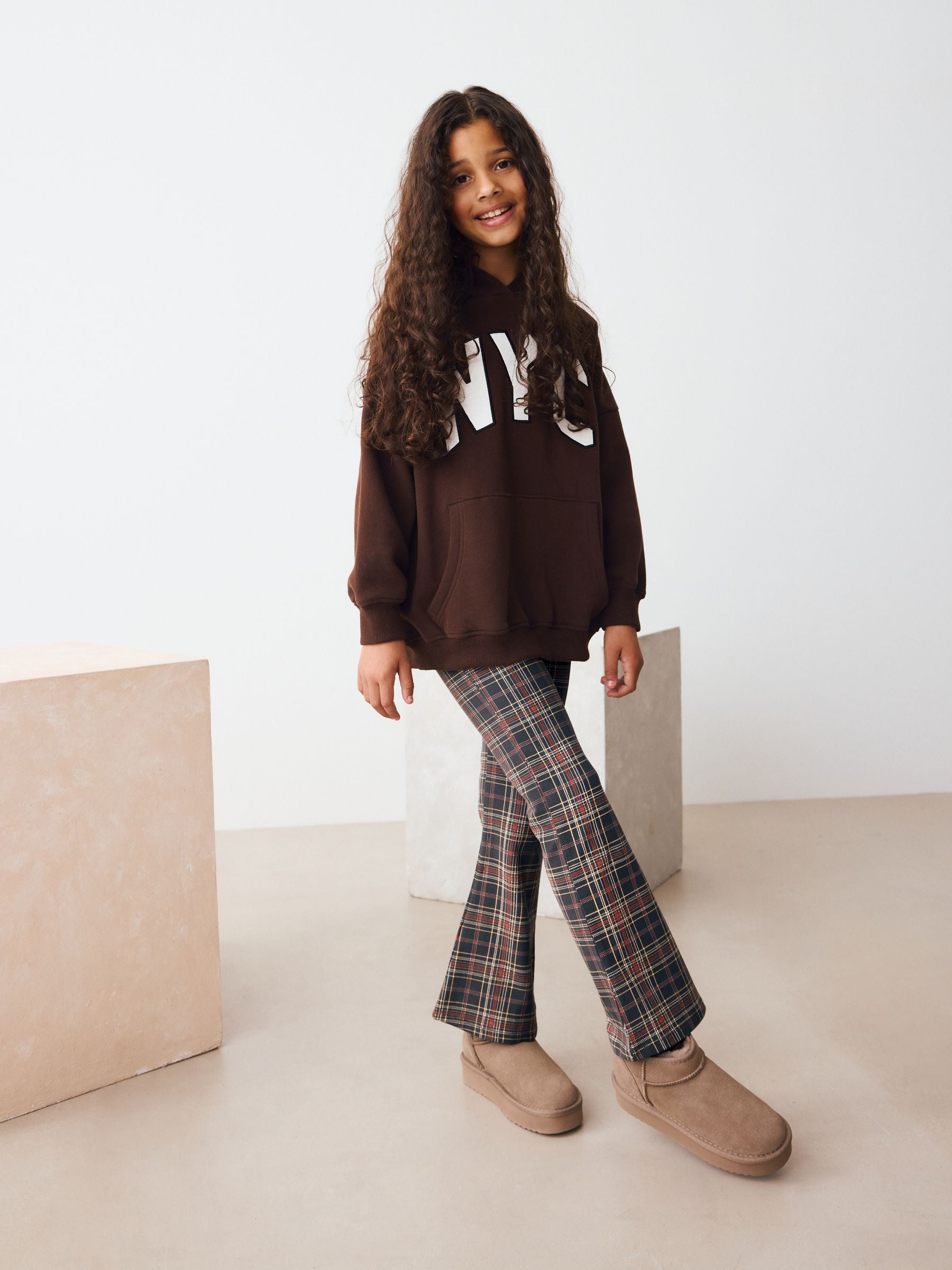 Brown Check 1 Pack Flare Leggings (3-16yrs)