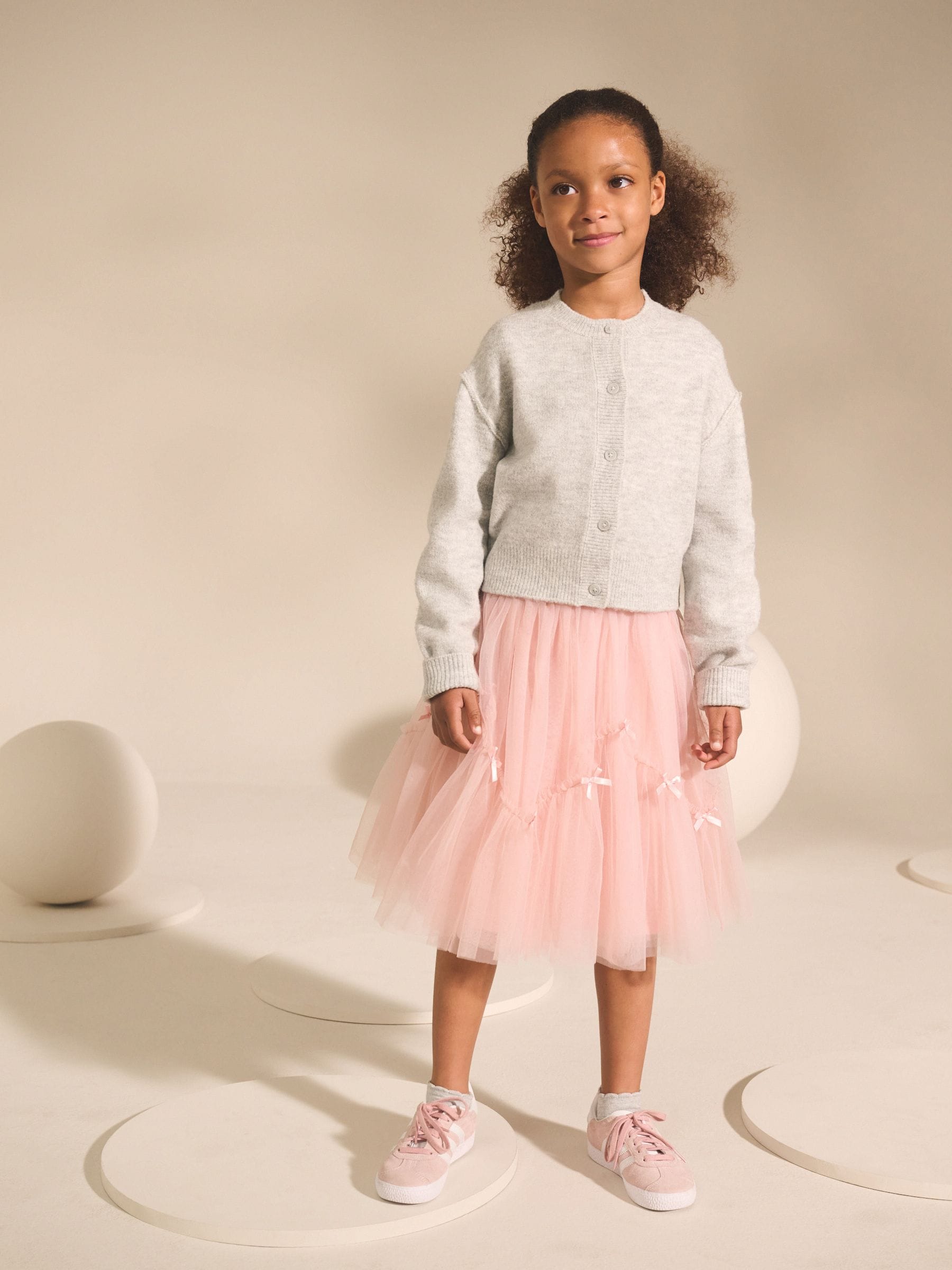 Pink Bow Detail Mesh Skirt (3-16yrs)