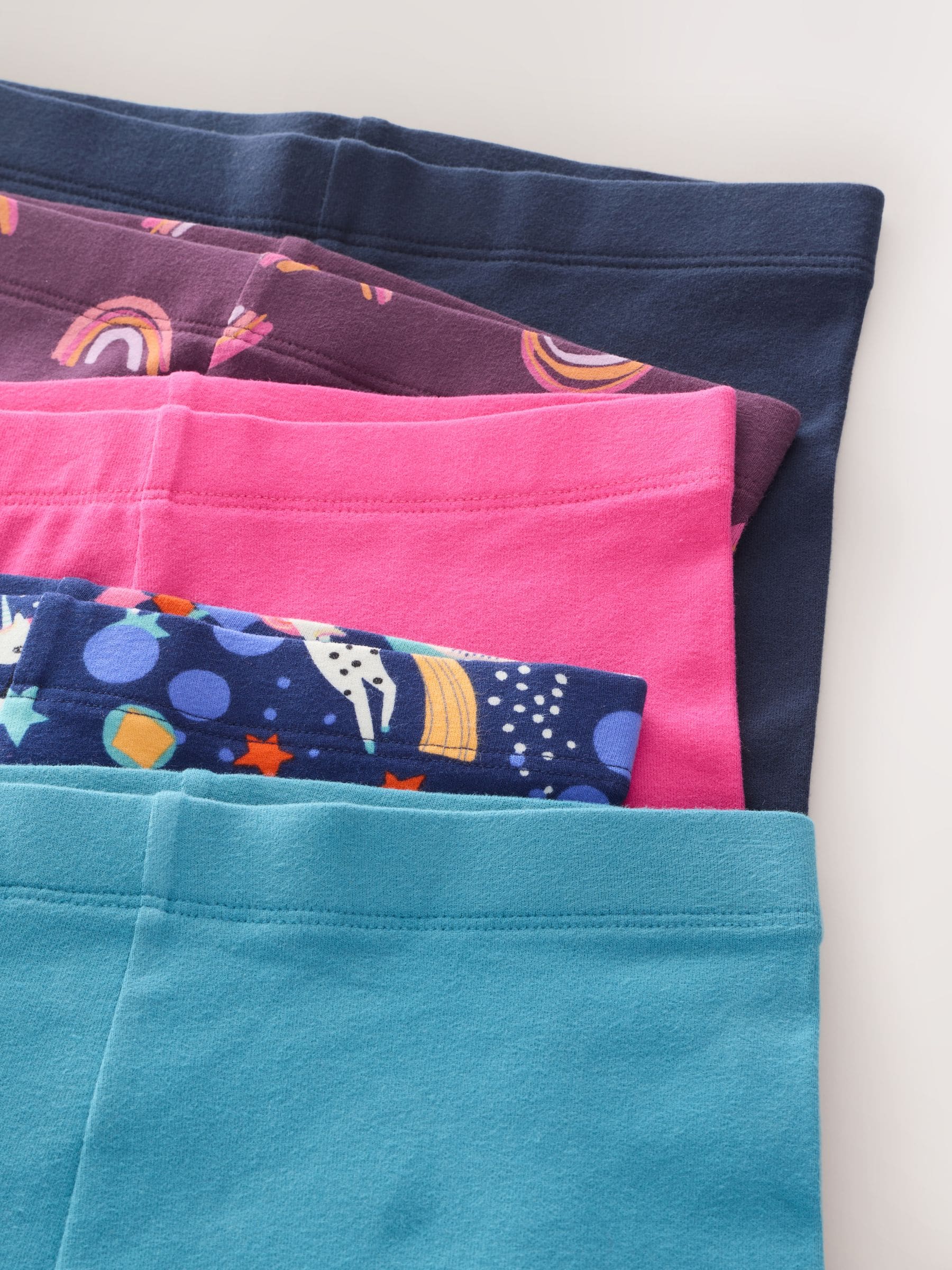 Navy/Pink Rainbow Unicorn Leggings 5 Pack (3-16yrs)