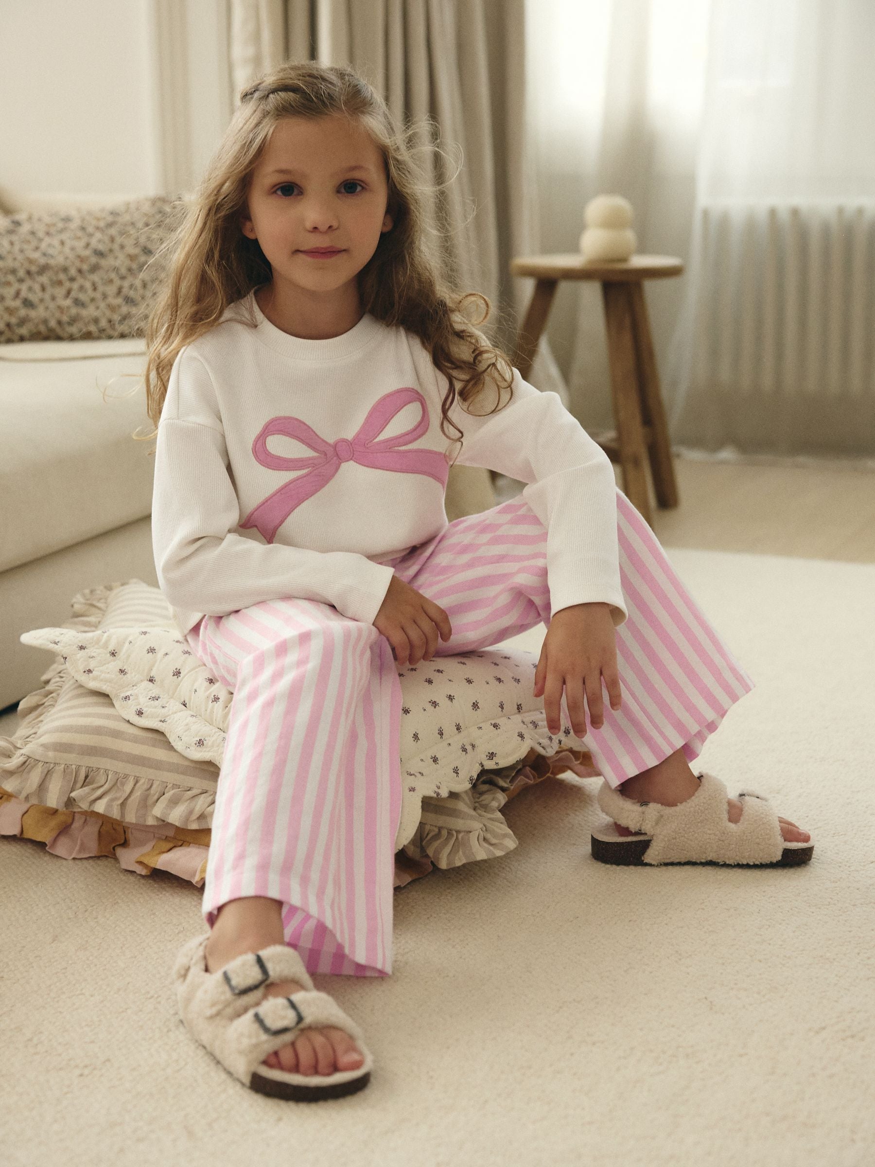 Pink Bow Stripe Woven Pyjamas 1 Pack (9mths-16yrs)