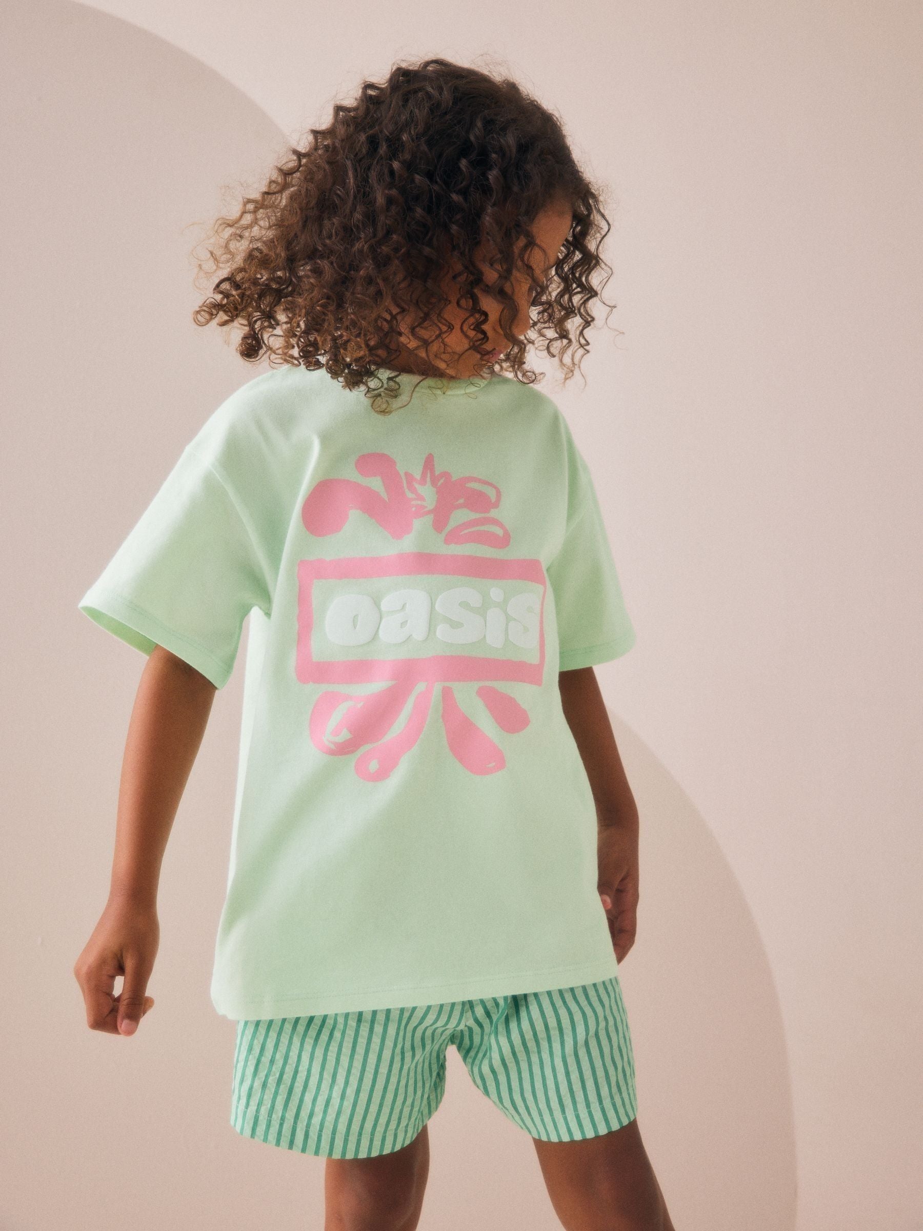 Green Oversized Oasis License Band T-Shirt (3-16yrs)