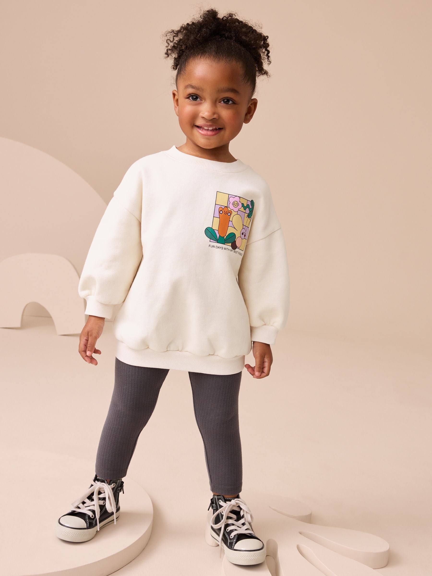 Cream Rainbow Graphic Print Sweatshirt & Leggings Set (3mths-7yrs)