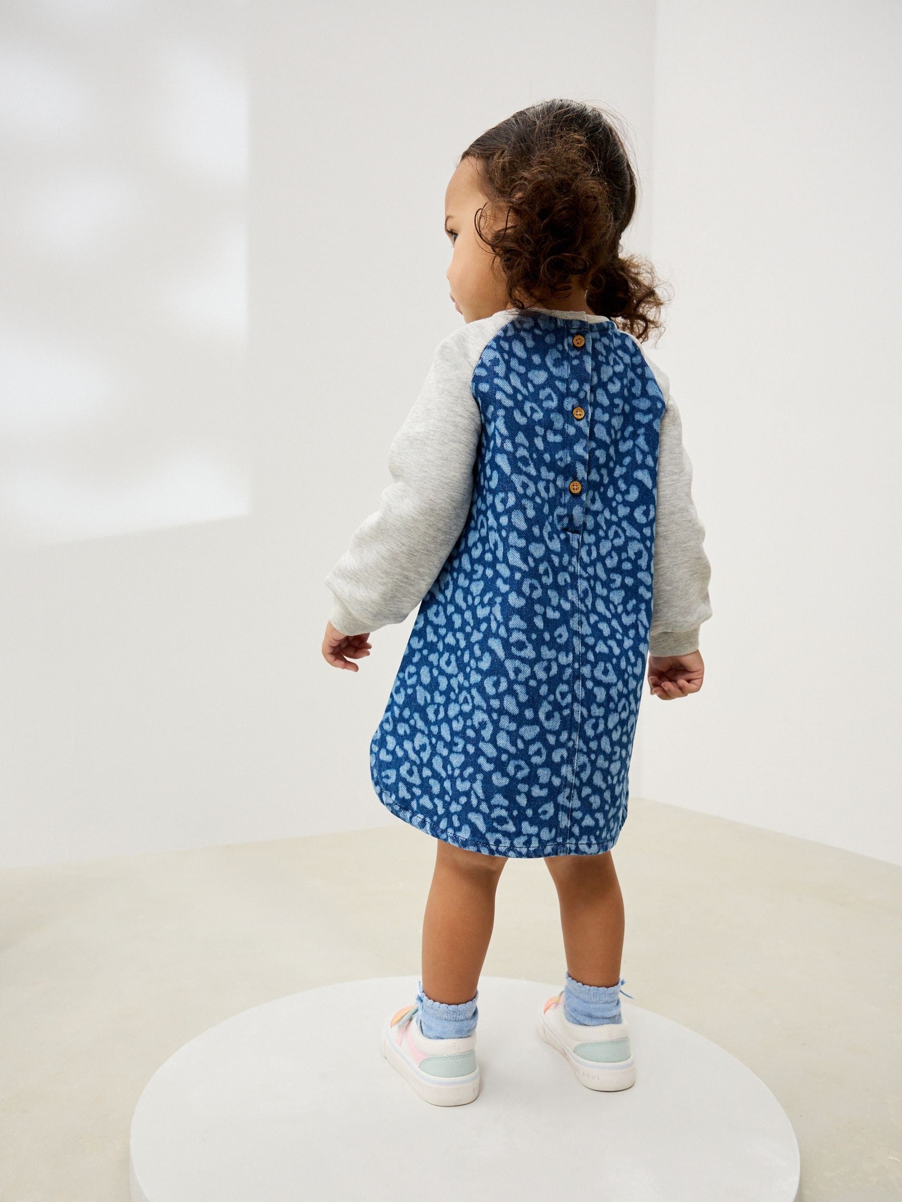 Animal Print Raglan Denim Dress (3mths-8yrs)