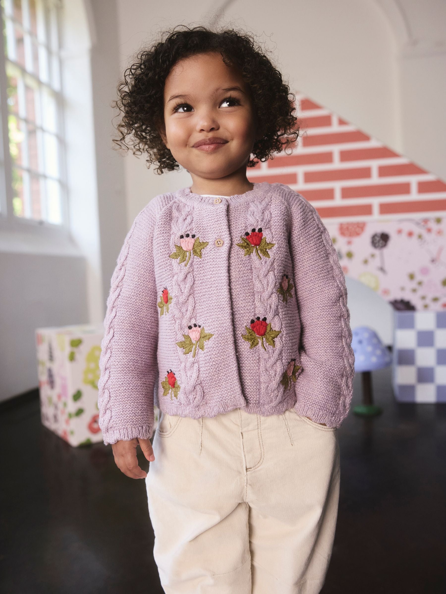 Purple Cath Kidston Floral Cable Cardigan (3mths-7yrs)