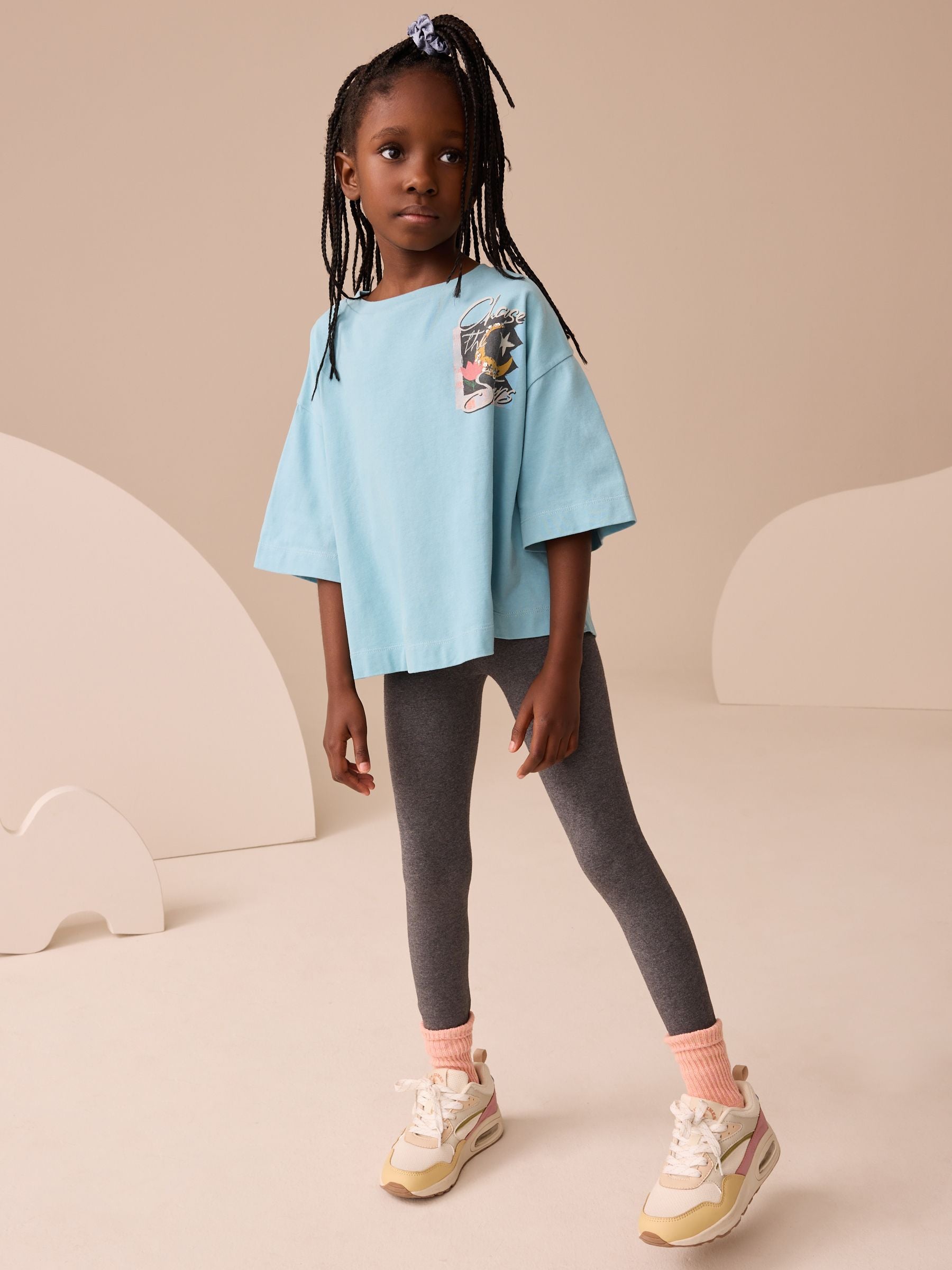 Teal Blue Sequin Boxy Unicorn Graphic Print T-Shirt (3-16yrs)