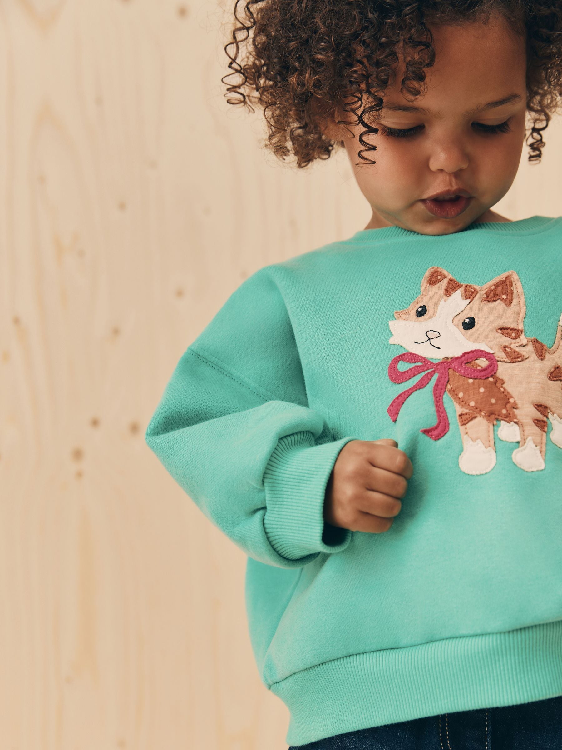 Green Cat Crew Neck Sweatshirt (3mths-7yrs)