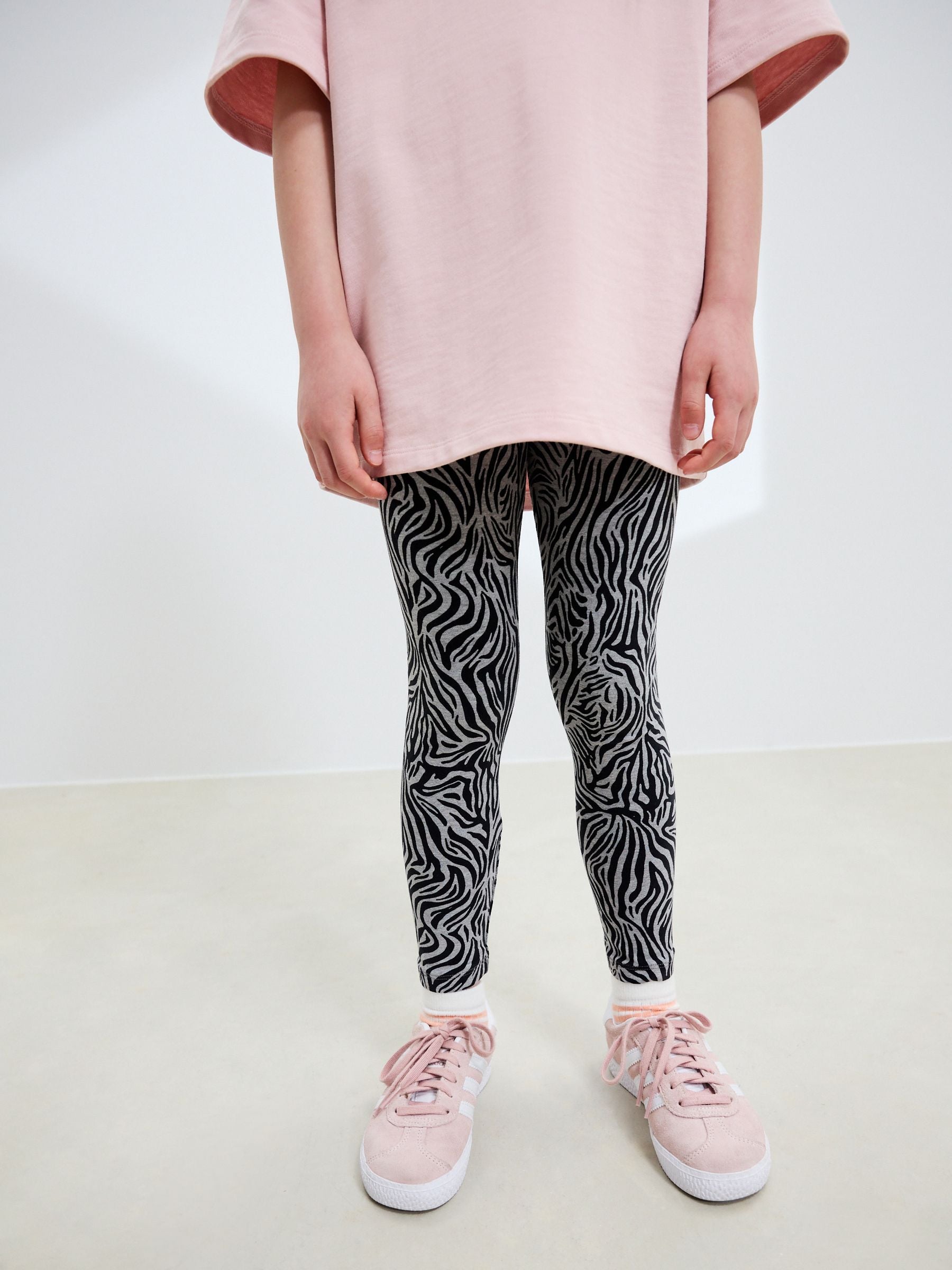 Zebra Grey Animal Print Leggings (3-16yrs)