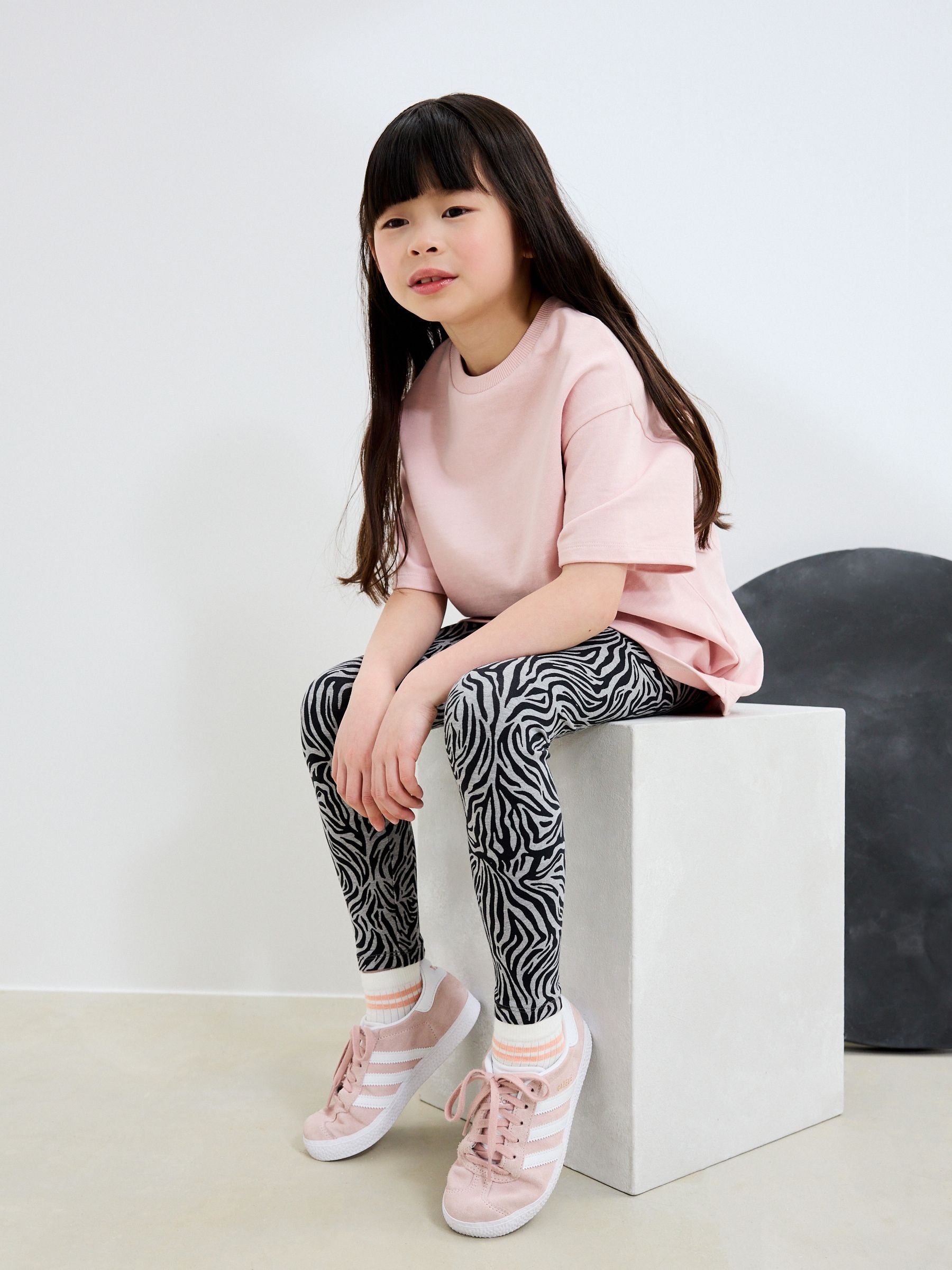 Zebra Grey Animal Print Leggings (3-16yrs)