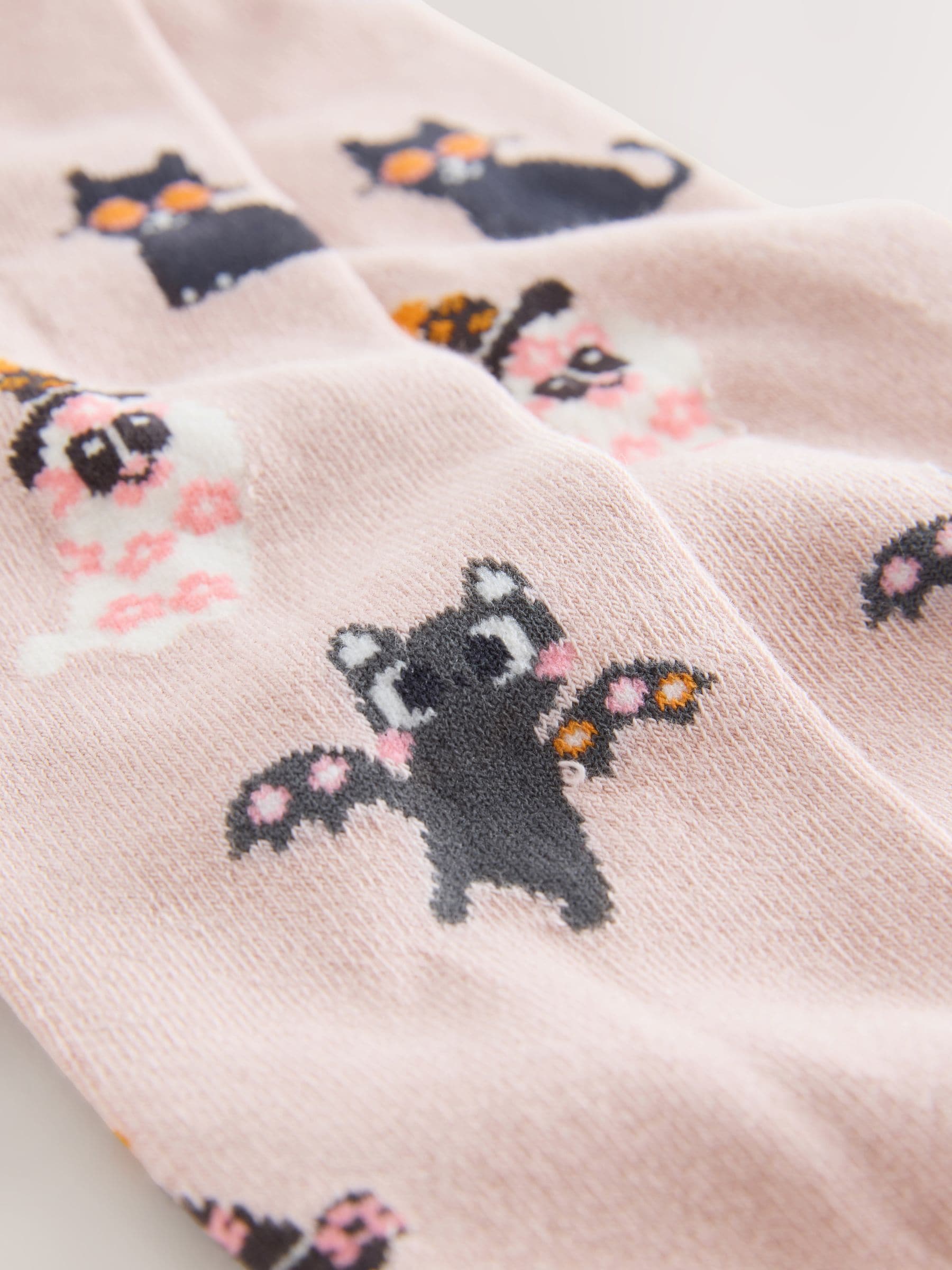 Light Pink and Charcoal Grey Cotton Rich Halloween Character Tights