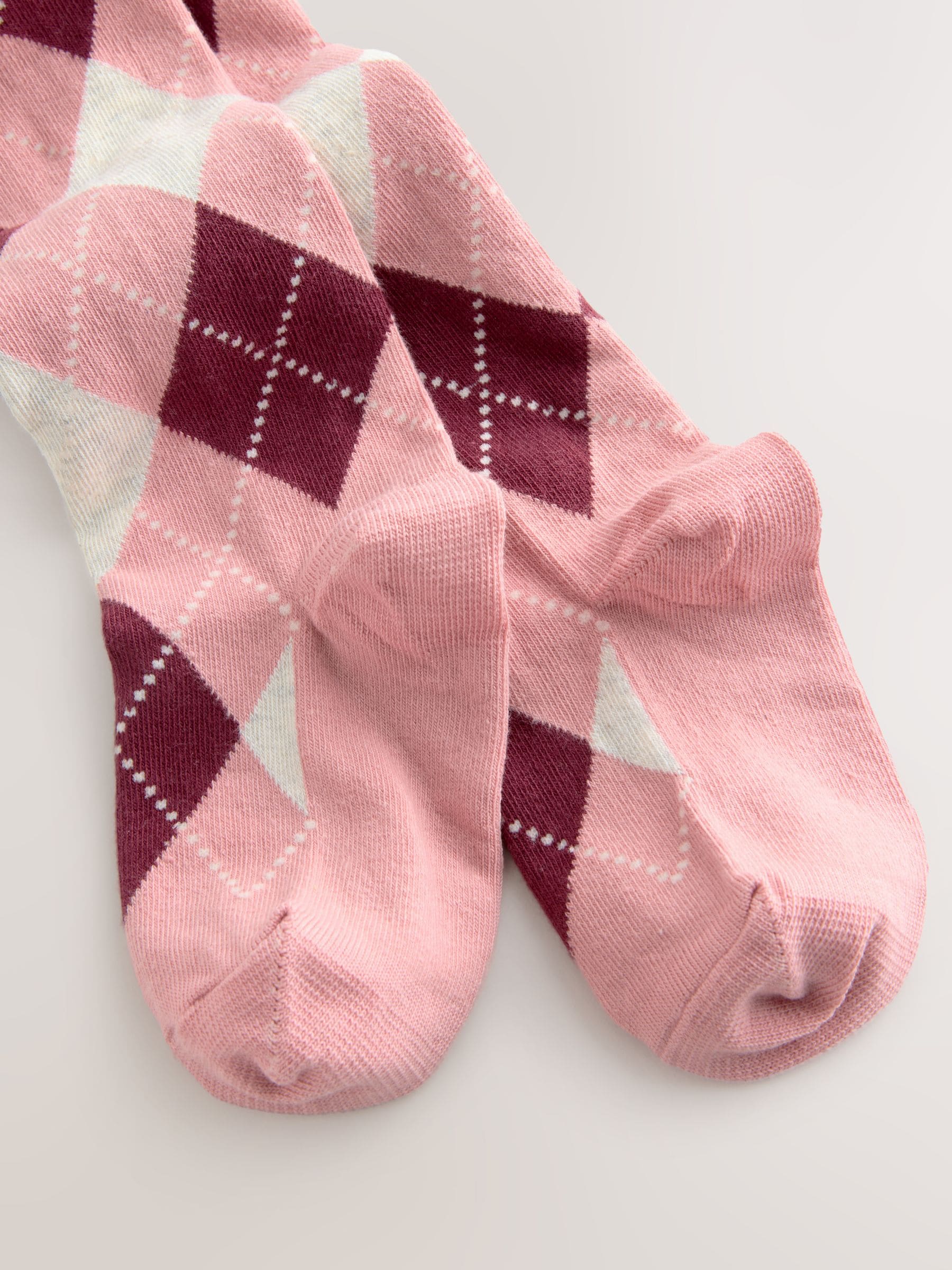 Pink Cotton Rich Argyle Tights