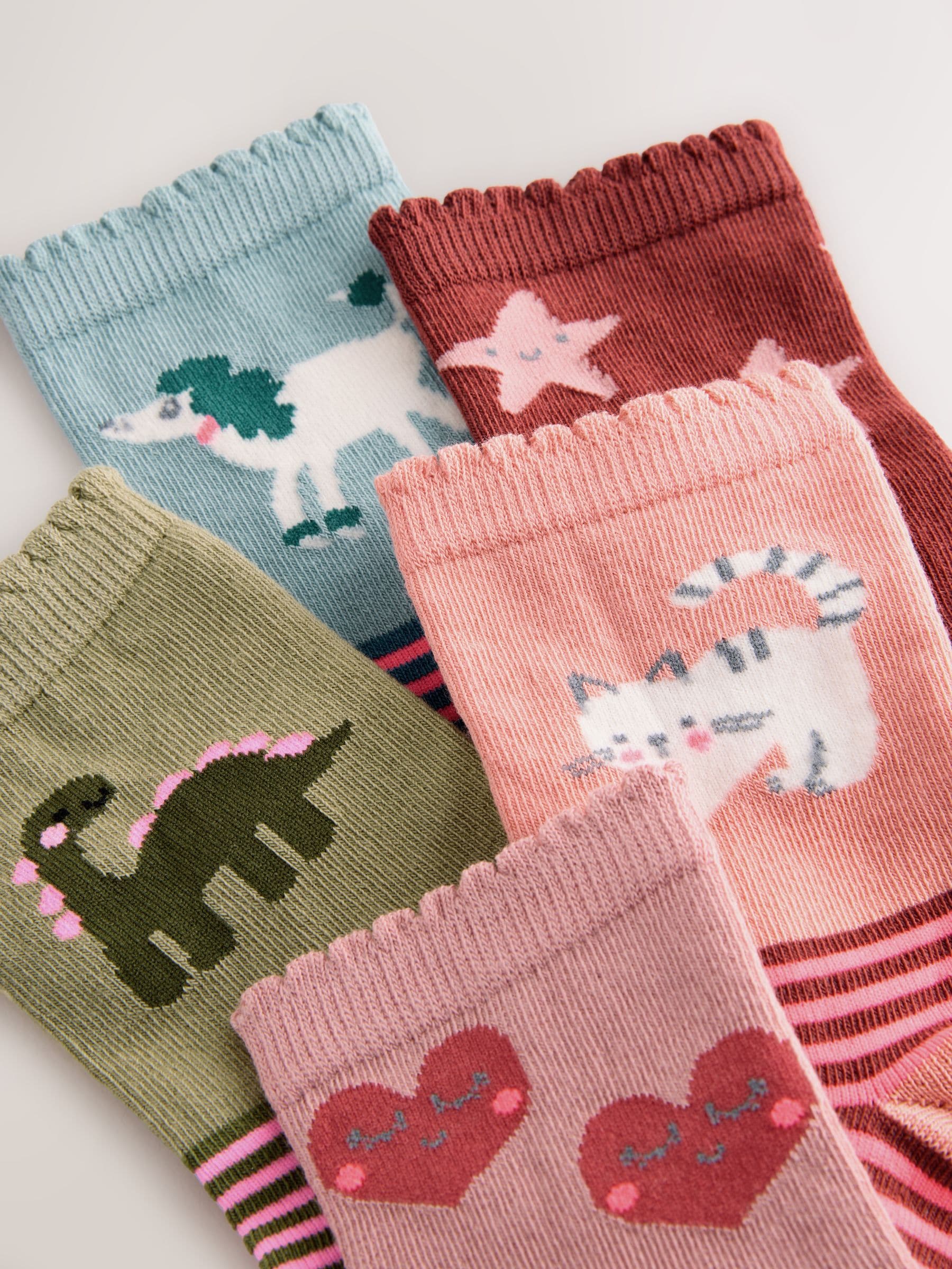 Multi Colour Character 5 Pack Cotton Rich Ankle Socks