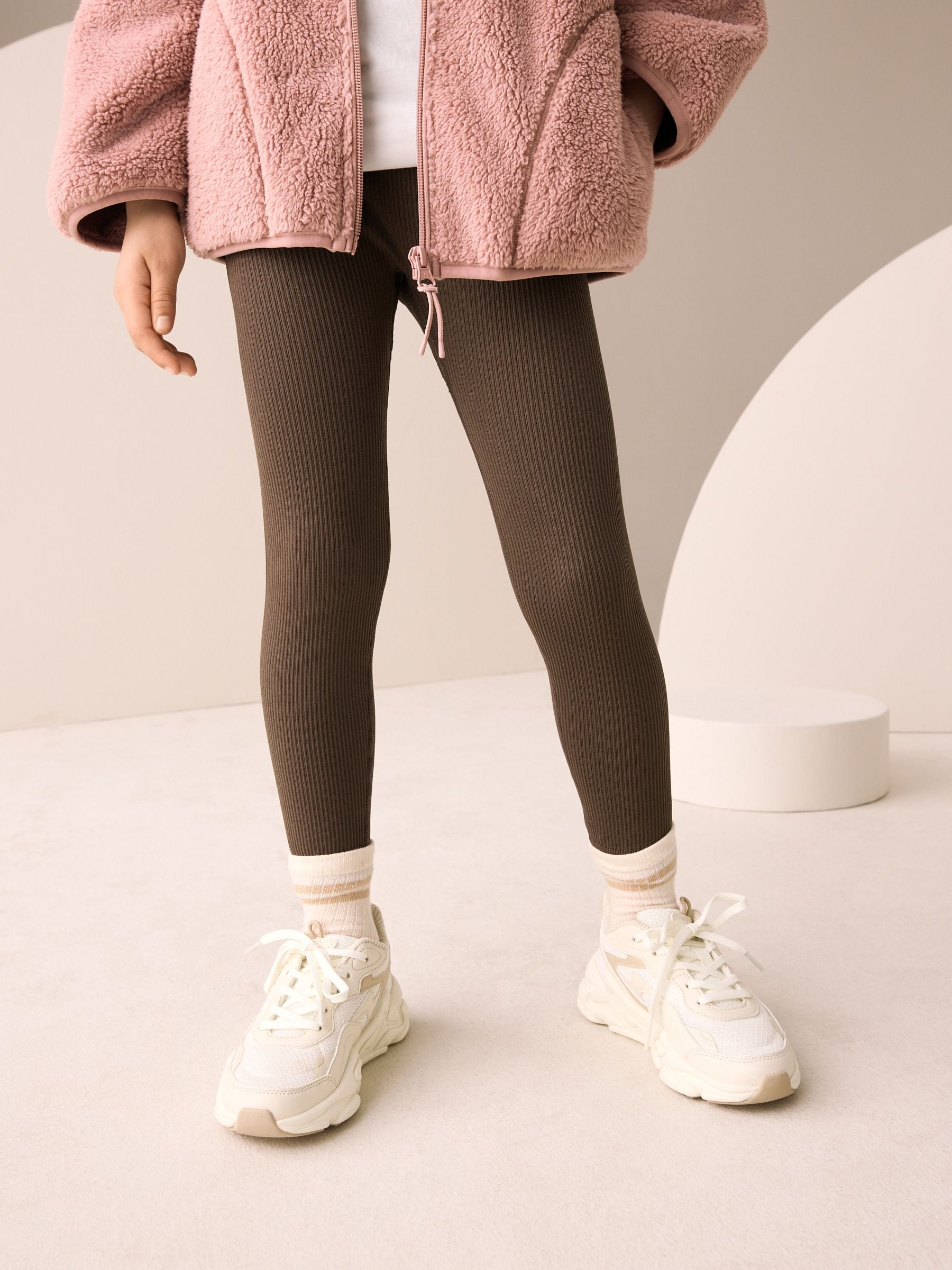 Chocolate Brown Seamless Ribbed High Waist Leggings (3-16yrs)