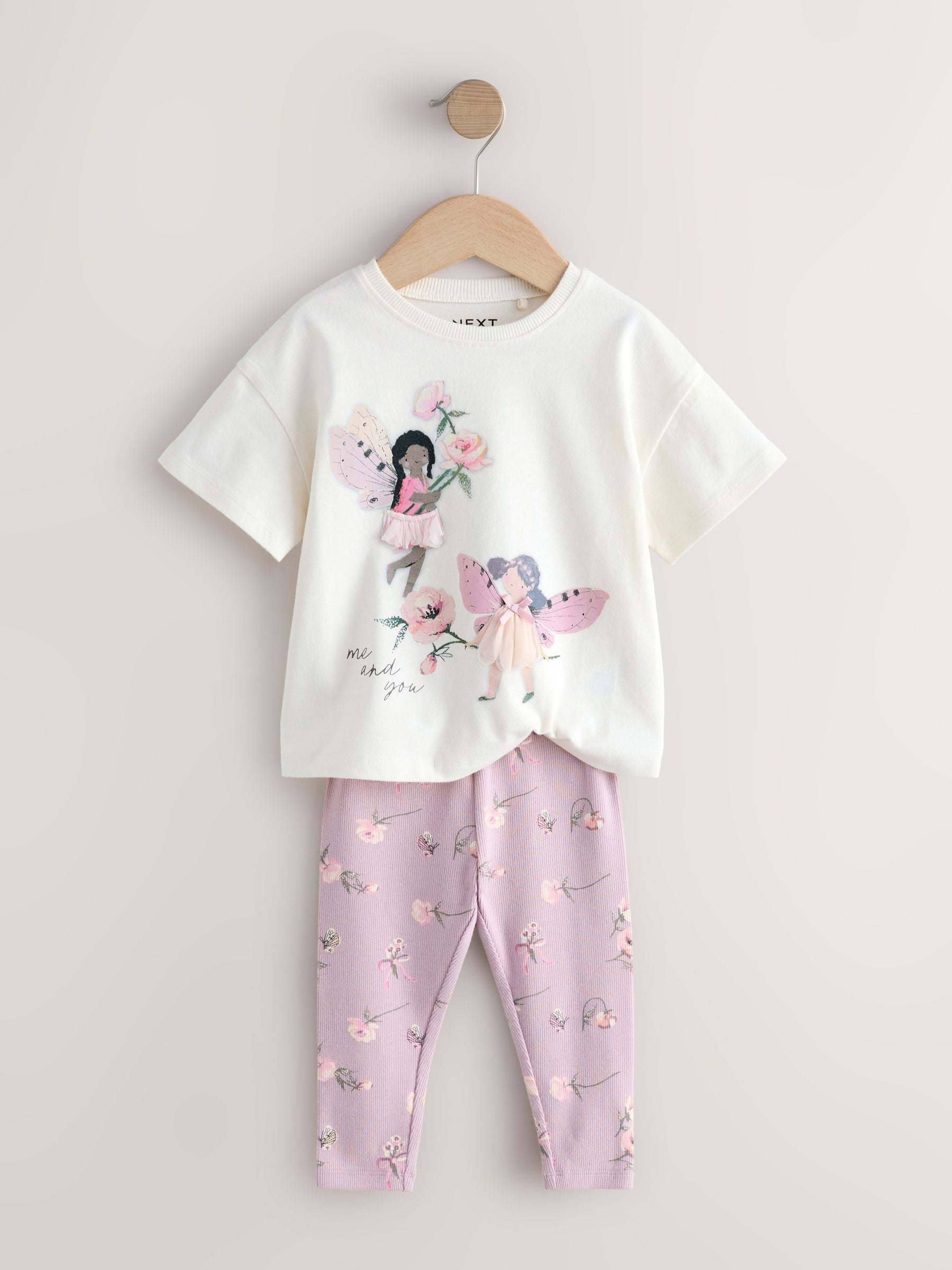 Ecru White Fairy Short Sleeve Top and Leggings Set (3mths-7yrs)